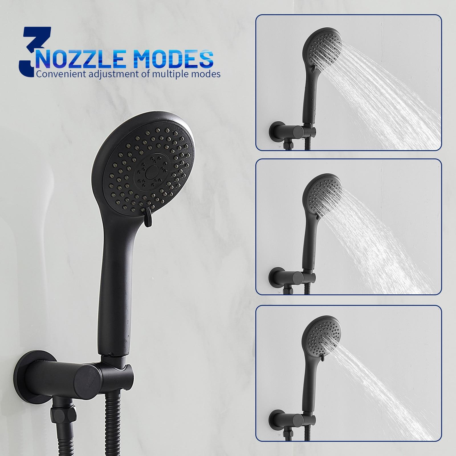 BWE Single-Handle 2-Spray Round High Pressure Shower Faucet in Matte Black (Valve Included)