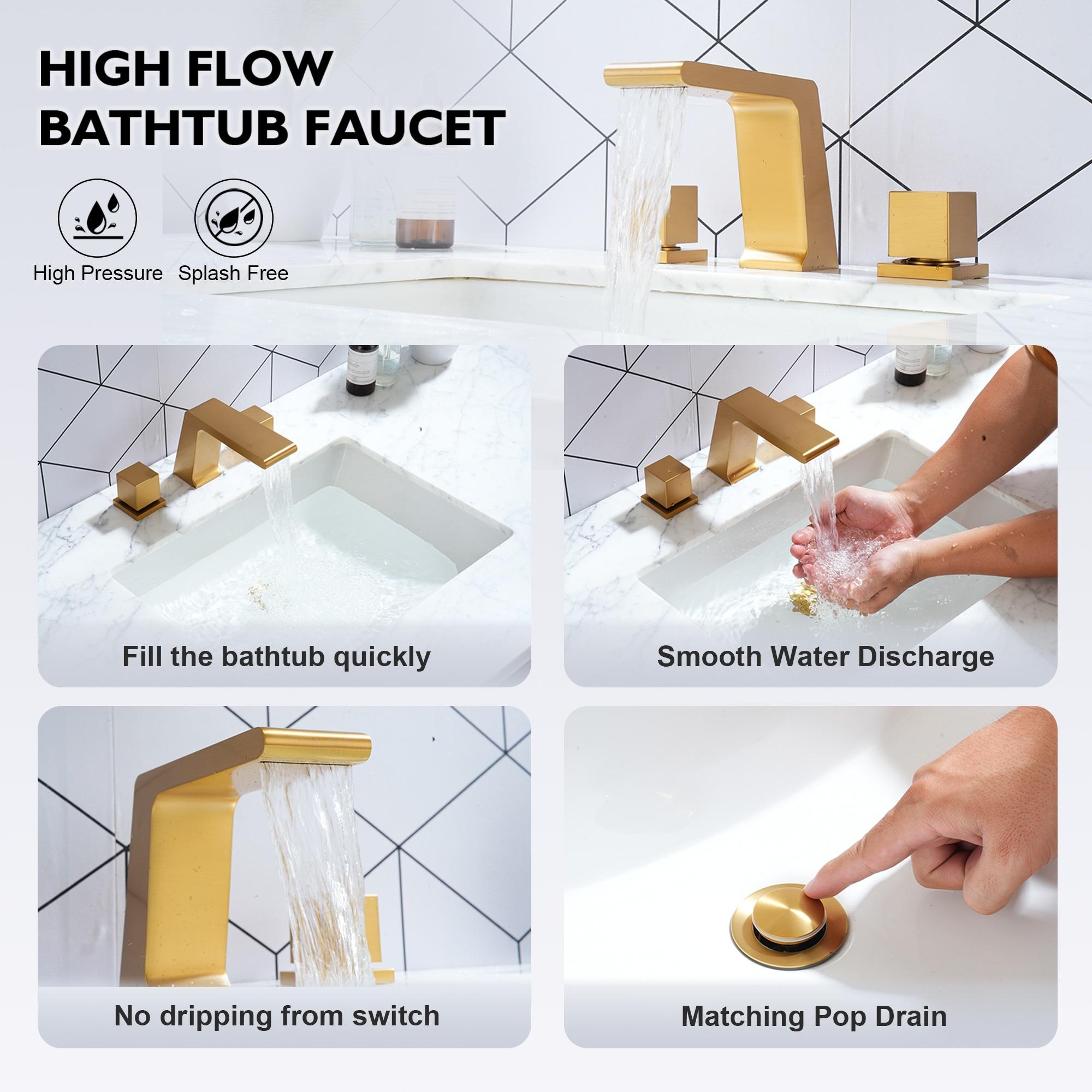 Widespread Faucet 2-Handle Bathroom Faucet with 3 Holes and Pop Drain