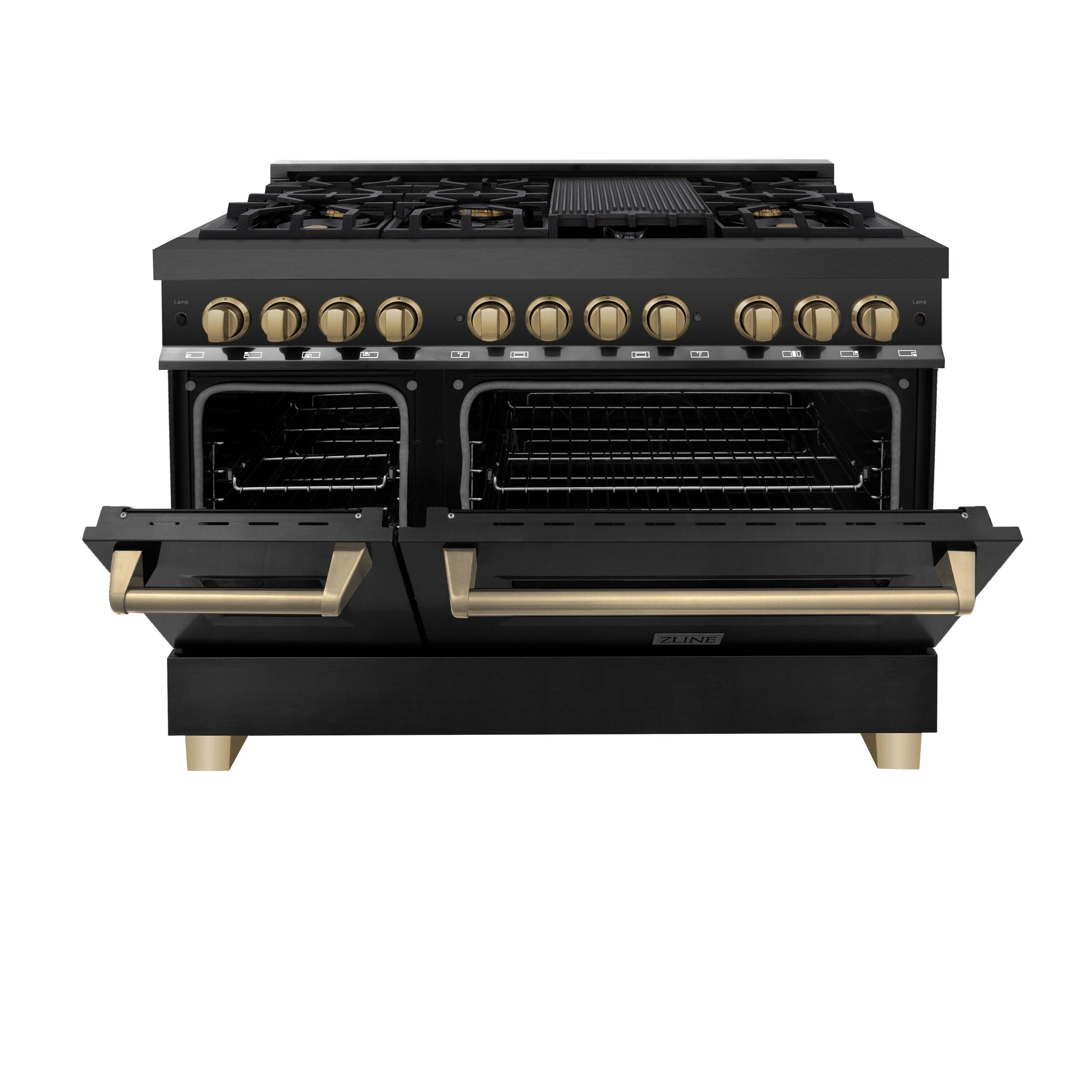 ZLINE Autograph 48" Legacy Dual Fuel Range in Black Stainless Steel