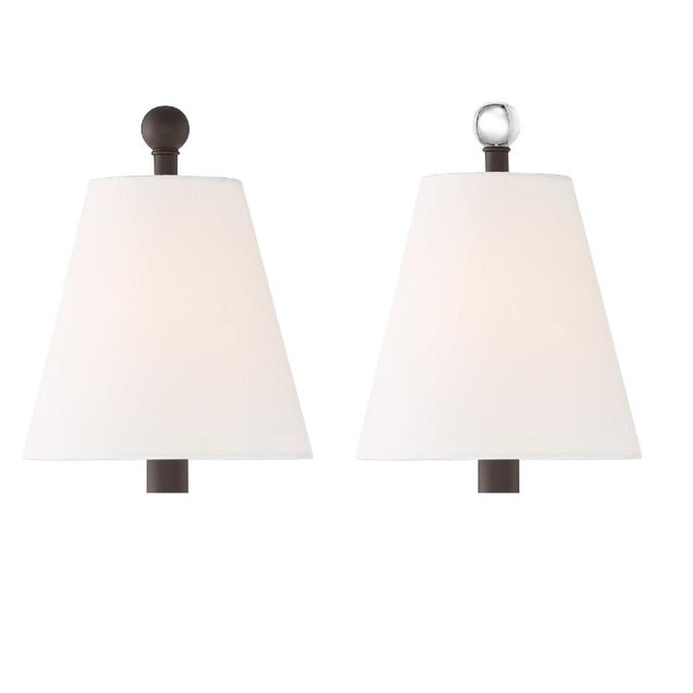 Dark Bronze 2-Light Sconce with White Silk Shades