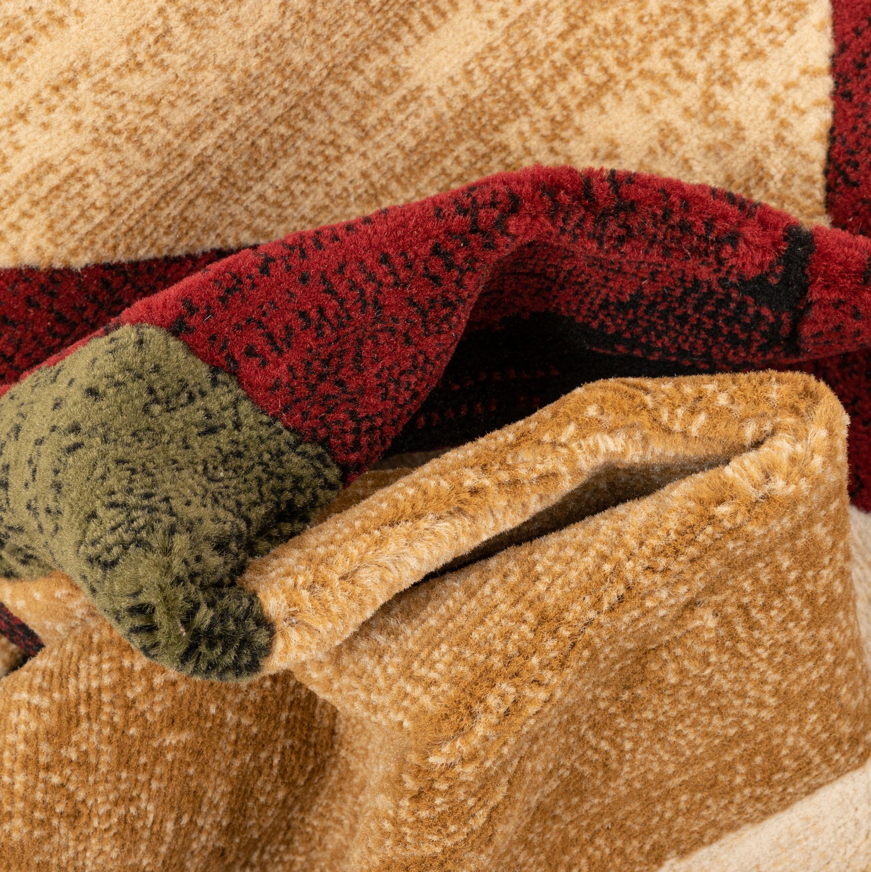 Well Woven 5 x 7 (ft) Loomed Polypropylene Red Rectangular Indoor Geometric Mid-Century Modern Area rug