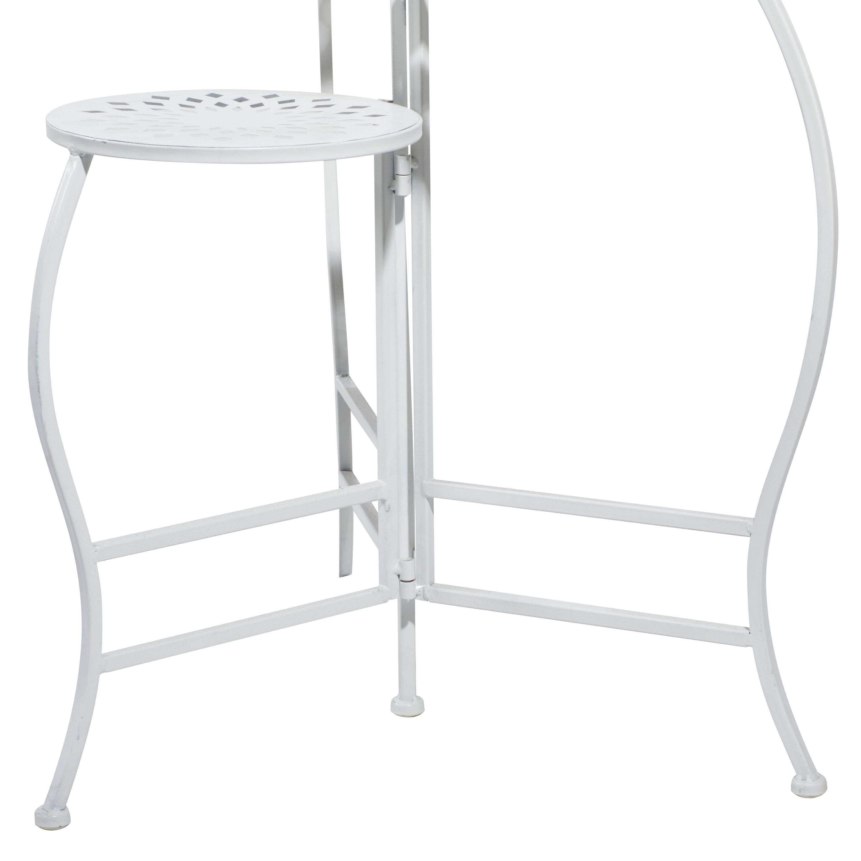 24" White Metal 3-Tier Folding Plant Stand