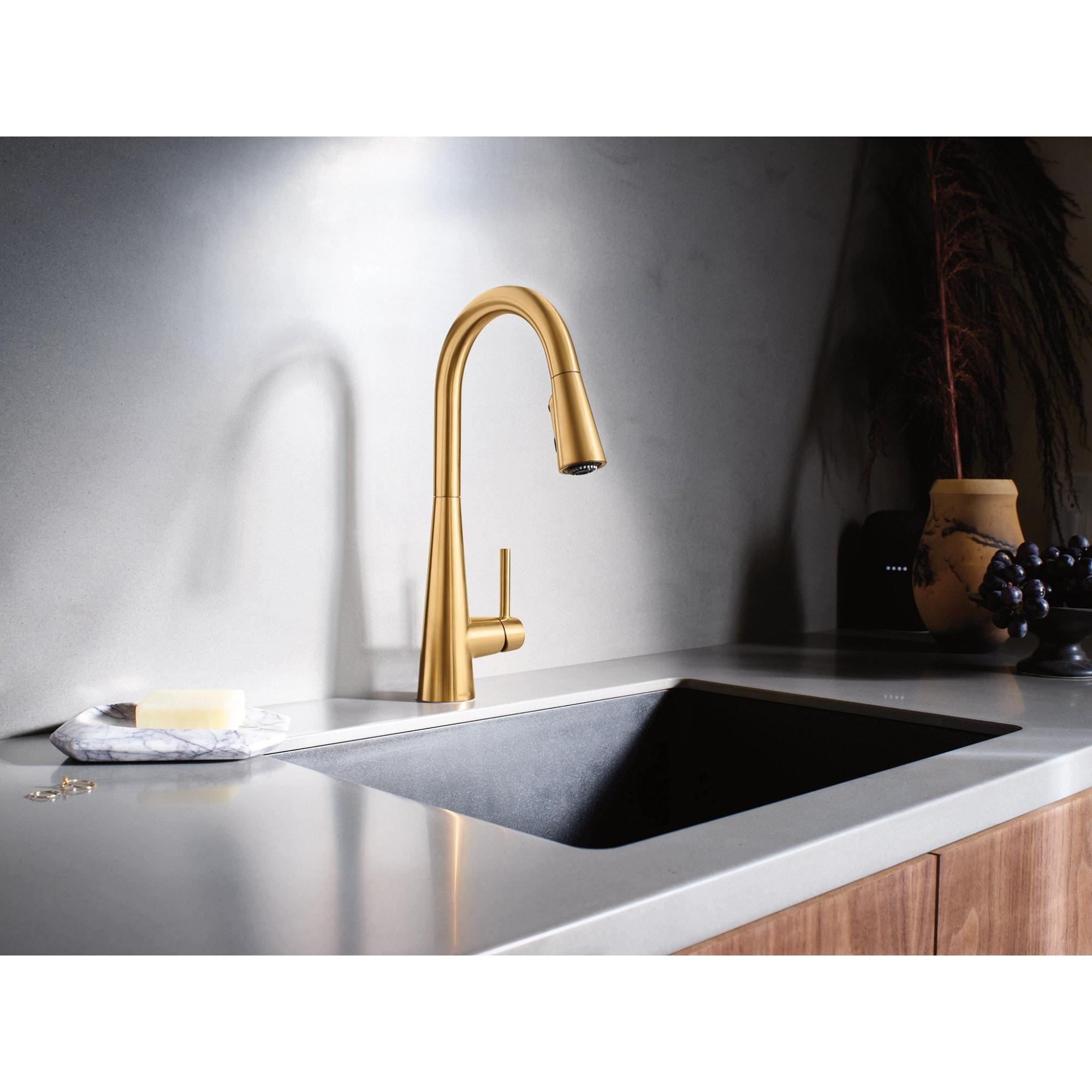 Sleek Pull Down Single Handle Kitchen Faucet with Power Boost Technology and Duralock