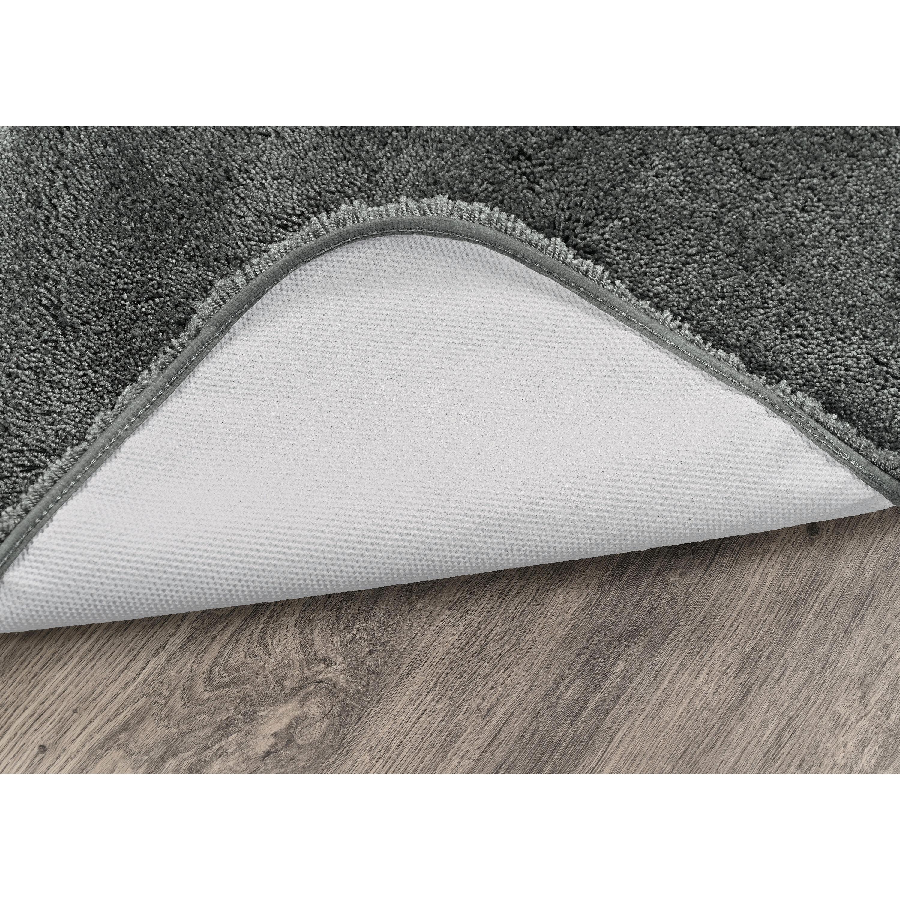 Dark Gray Ultra Plush Washable Nylon Bathroom Rug Set