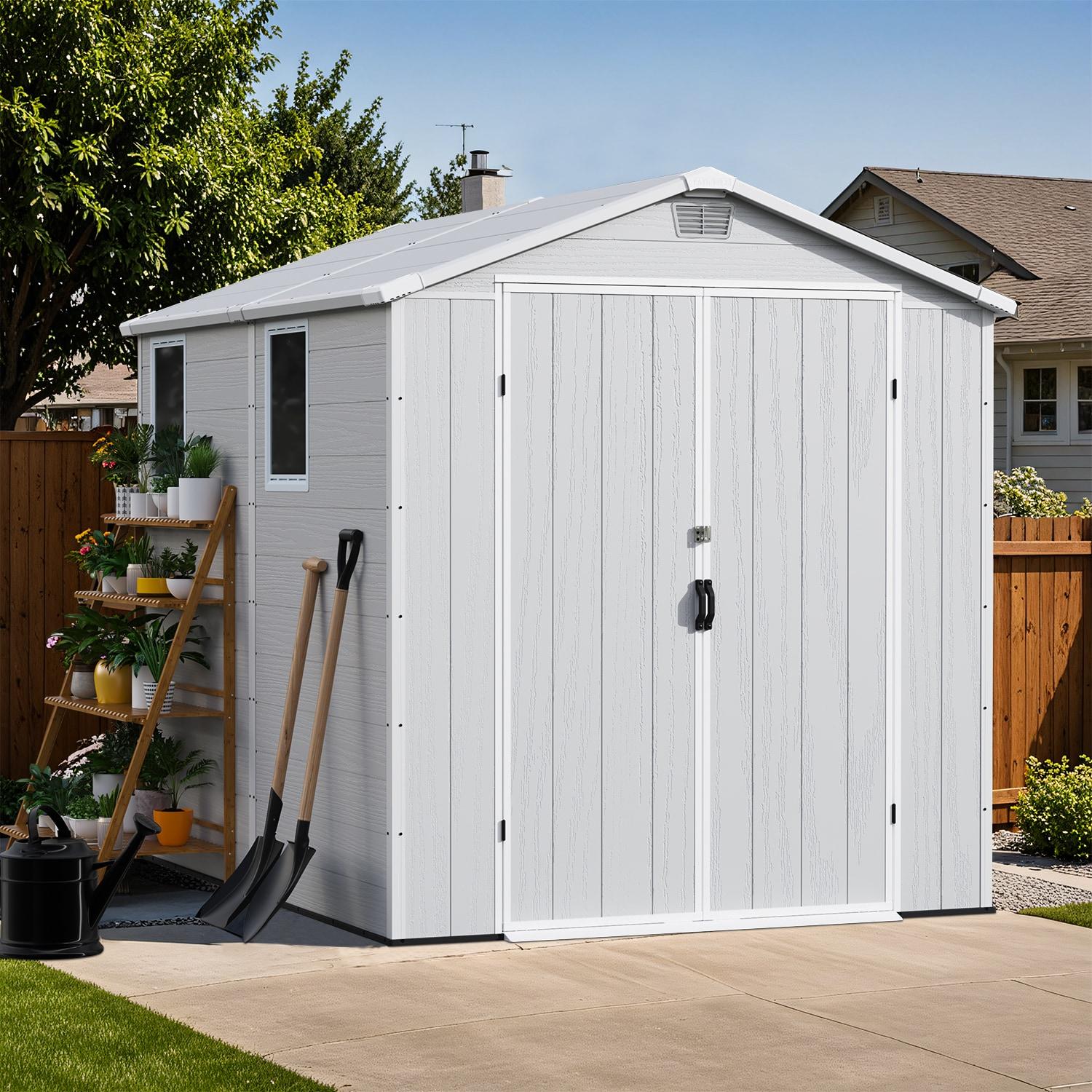 Patiowell 6 Ft. W X 8 Ft. D Resin Outdoor Storage Shed, Weather-resistant Outdoor Storage With Reinforced Design