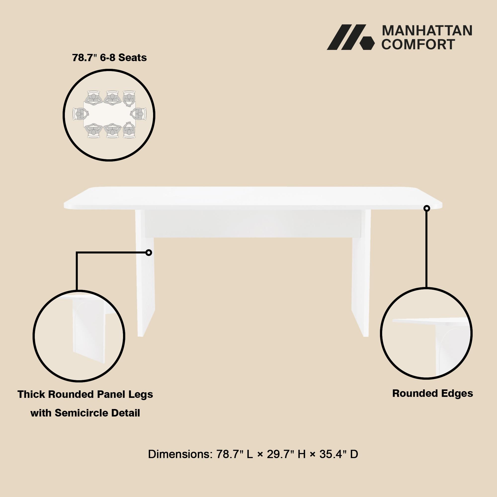 Ella 78.7" Dining Table in White made from Engineered Wood