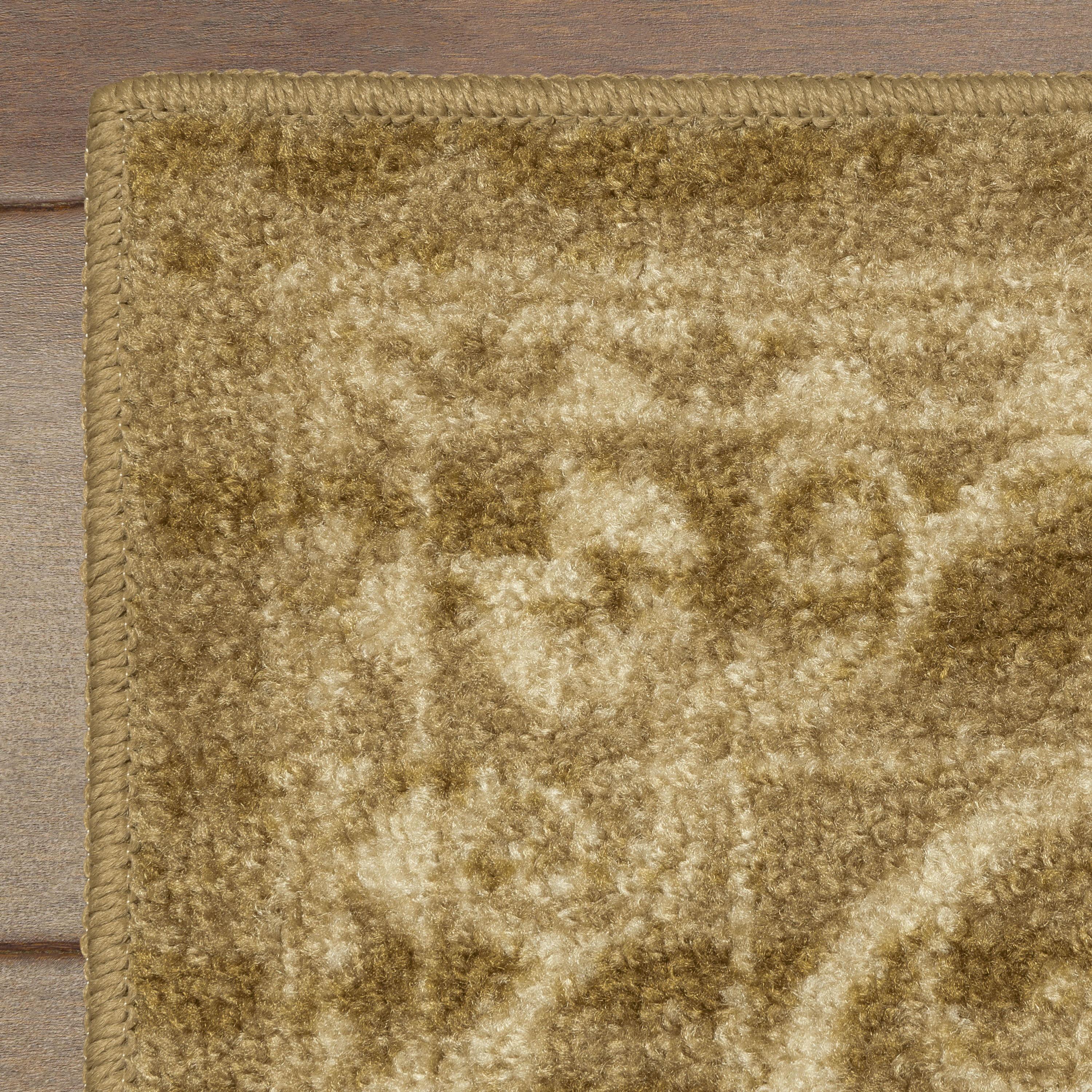 Maples Rugs Pelham Transitional Vintage Scroll Khaki Washable Hallway Runner Rug, 2' x 6'