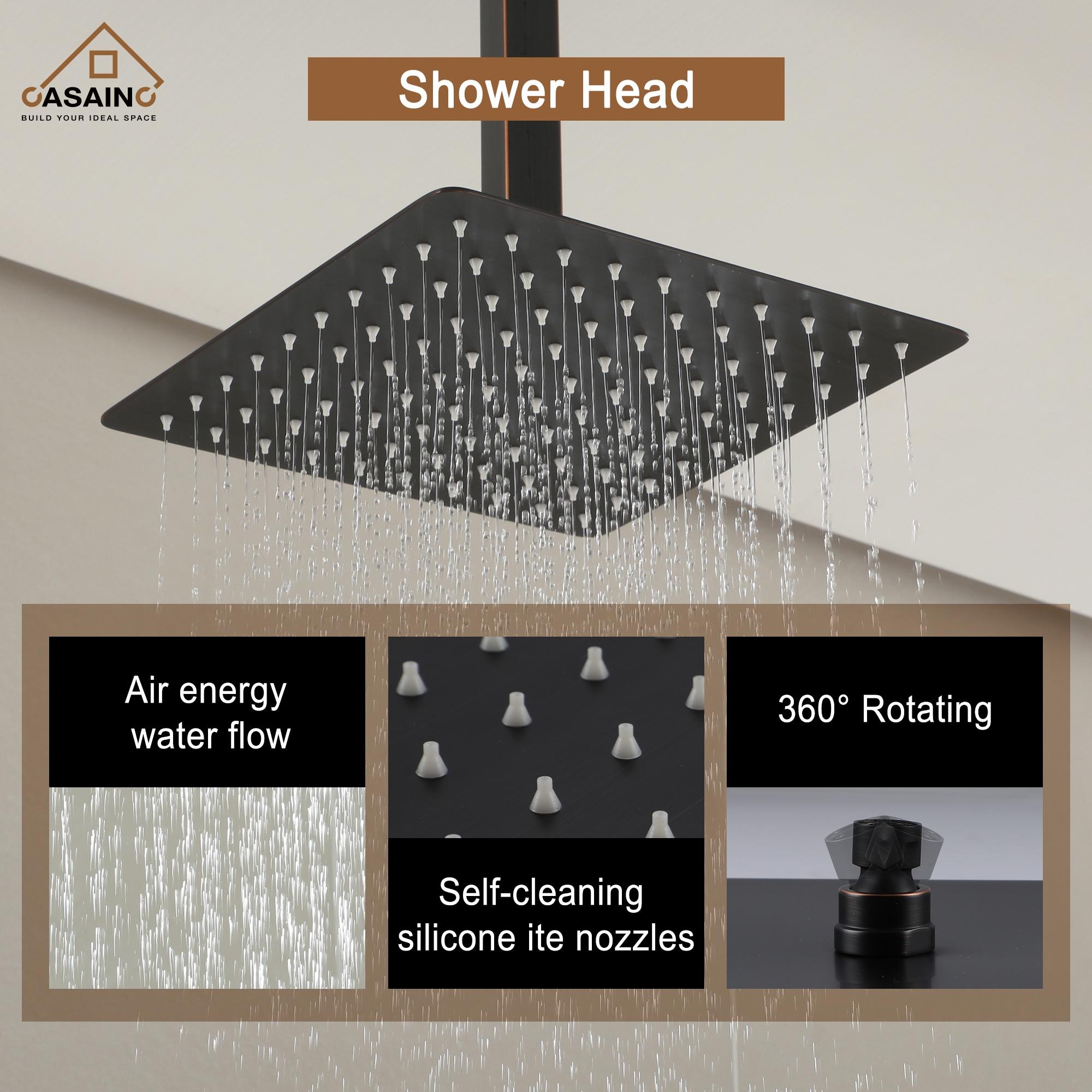 Oil Rubbed Bronze Ceiling-Mount Shower System with Handheld Shower