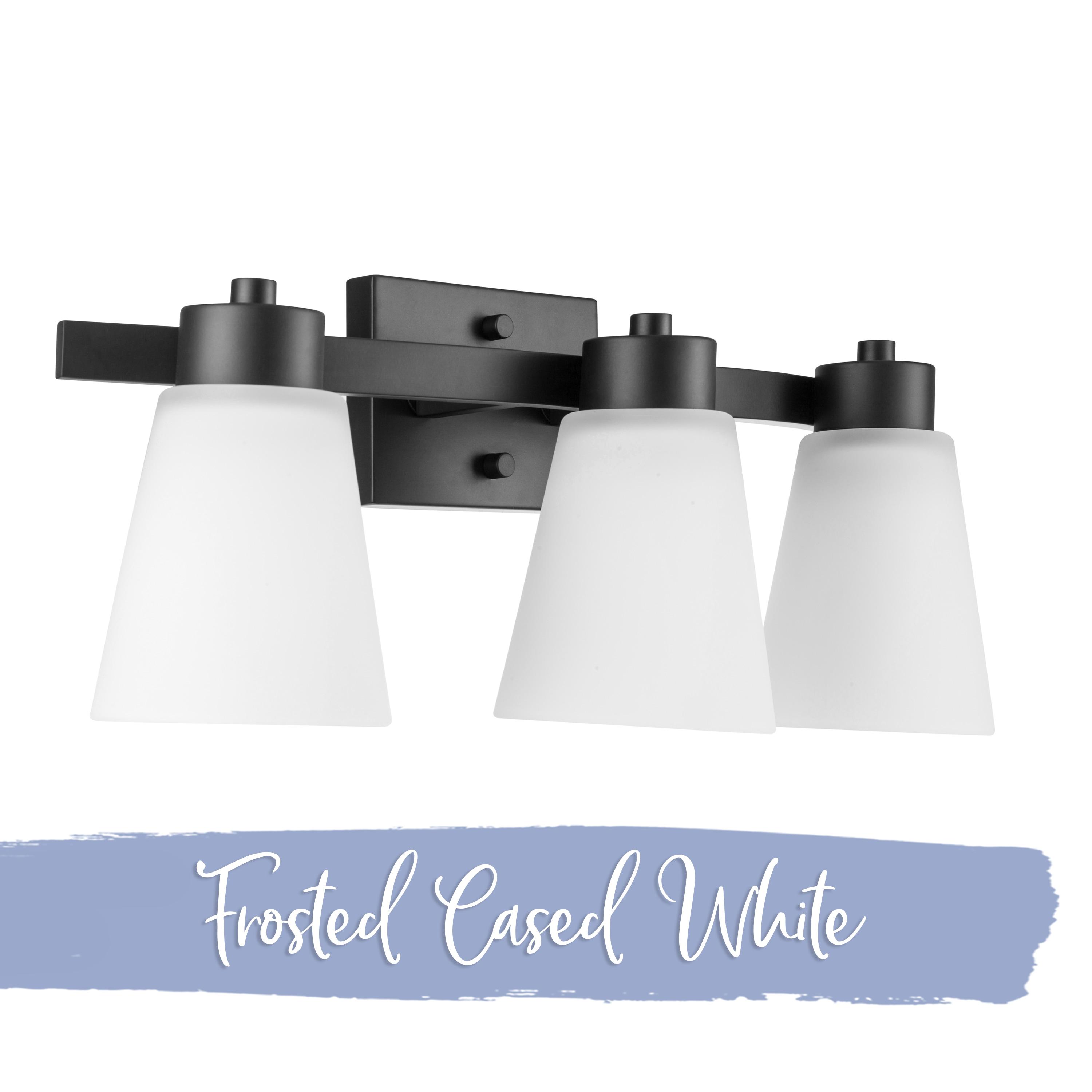 Prominence Home Fairendale 3-Light Matte Black Bathroom Vanity Light with Frosted Glass Shade