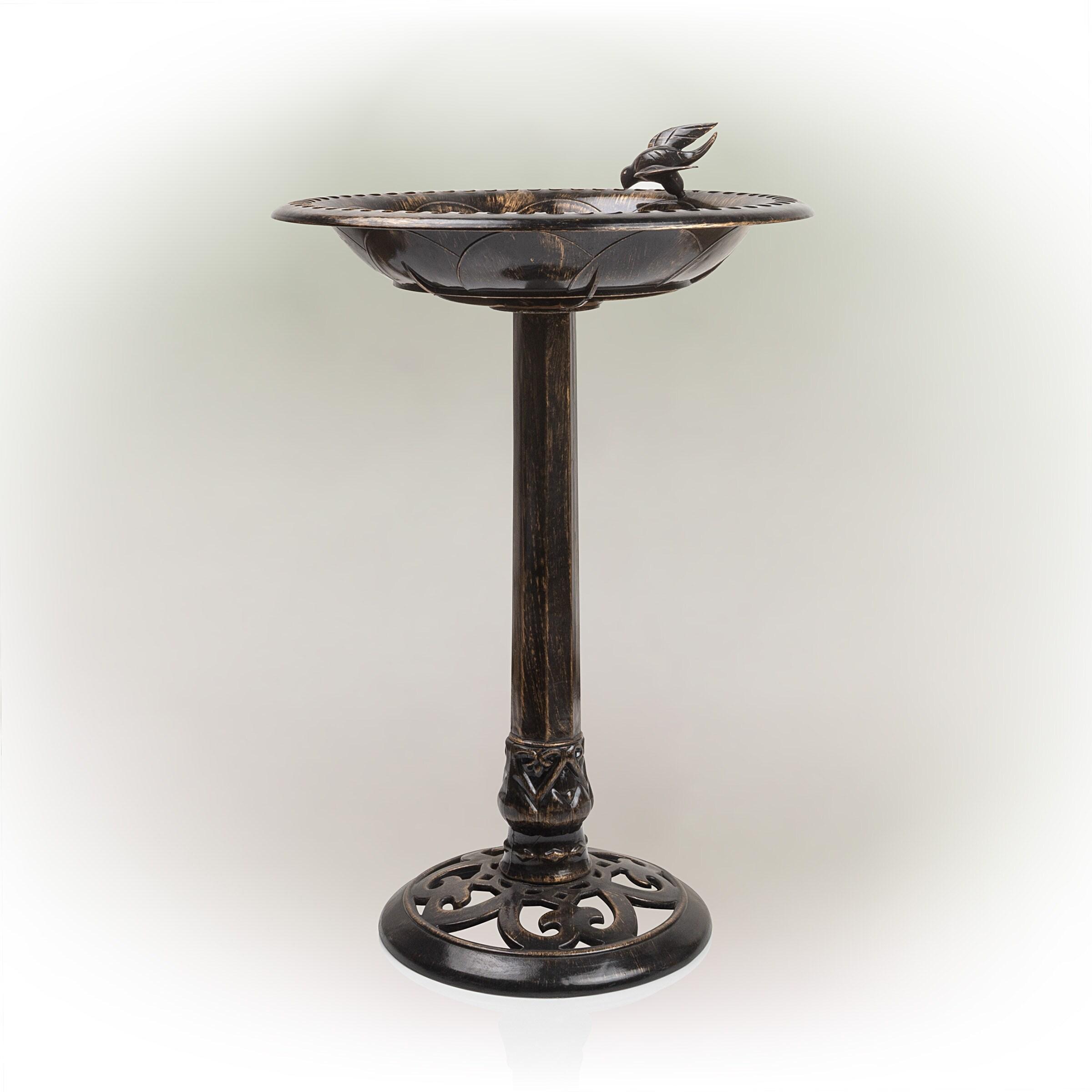 Alpine Corporation 26-Inch Bronze Bird Bath with Bird Figurine