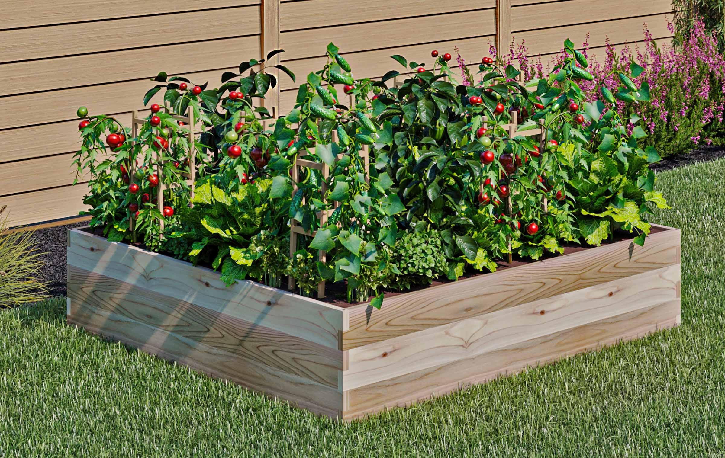 CedarCraft Ground Cedar Planter Square Outdoor Garden Bed Natural 45"x45"x10.5"