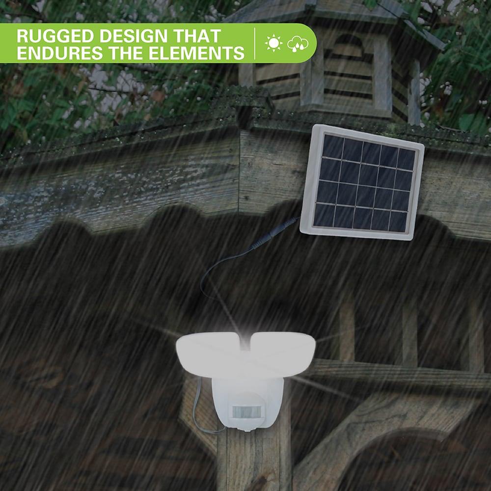 HALO Solar Outdoor LED Flood Light with 180 Degree Motion Sensor Flood & Security Twin Head Light 1000 Lumens White