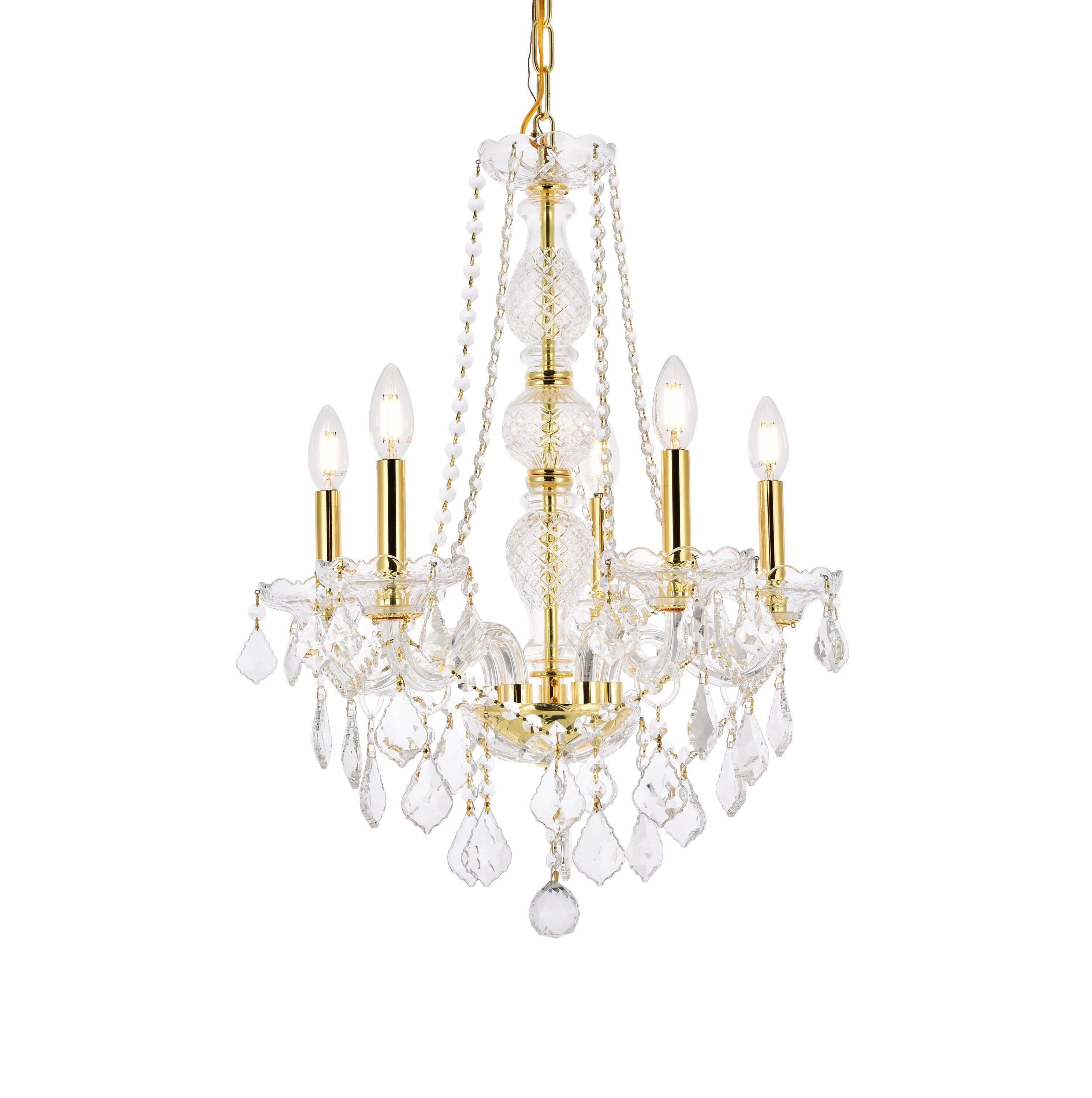 Elegant Lighting Verona 5 light Gold Chandelier Clear Royal Cut Crystal