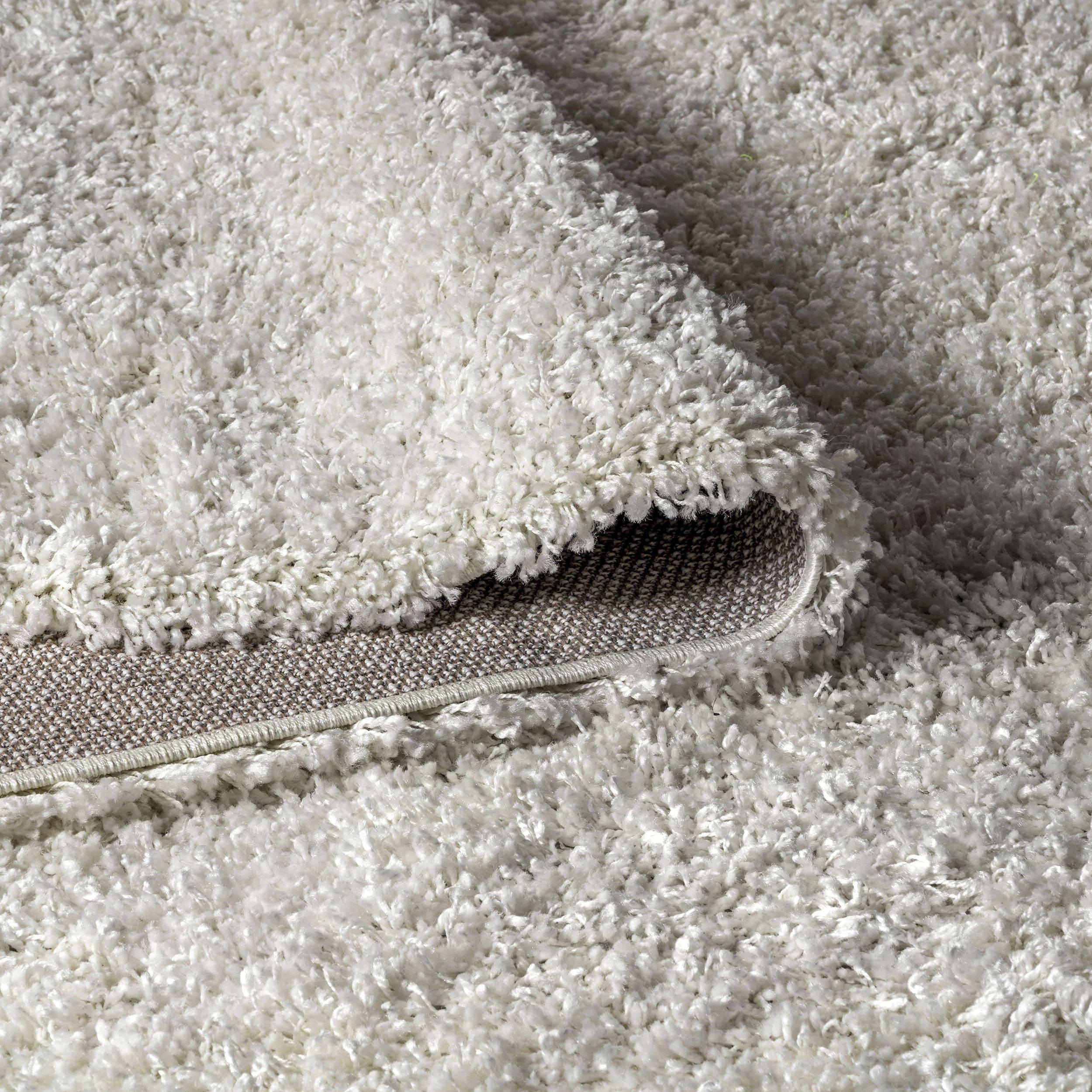 5'x8' Mercer Shag Plush Area Rug, White - JONATHAN Y