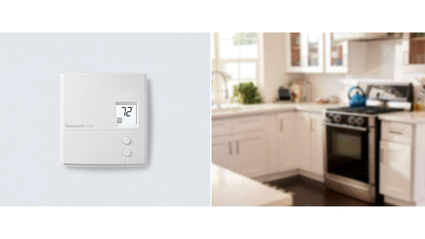 Honeywell White Square Non-Programmable Thermostat for Heating and Cooling