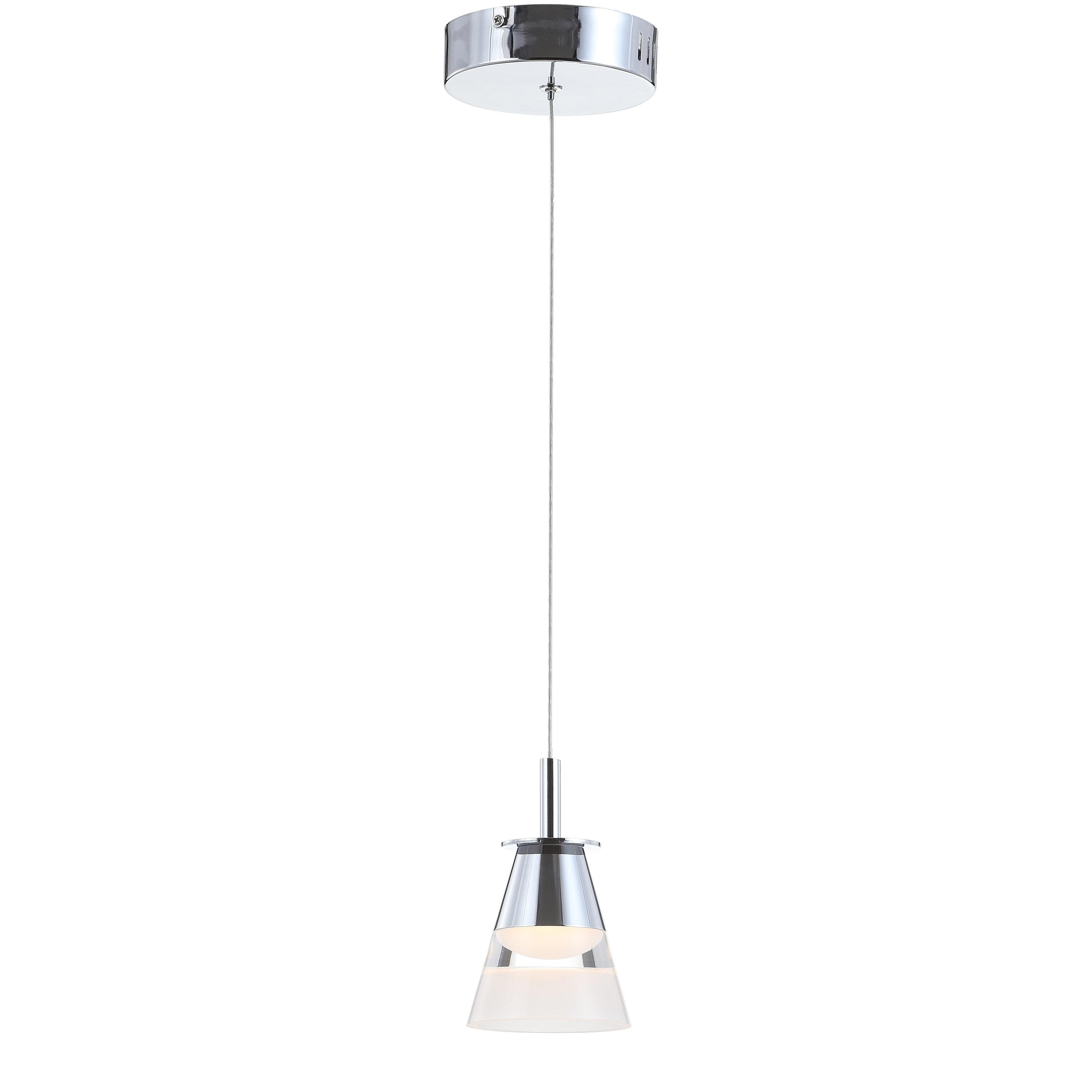 JONATHAN  Y Alain 5" Adjustable Cascading Metal Integrated Cluster Glam Chrome/White Transitional Cone Integrated LED Mini Hanging Pendant light
