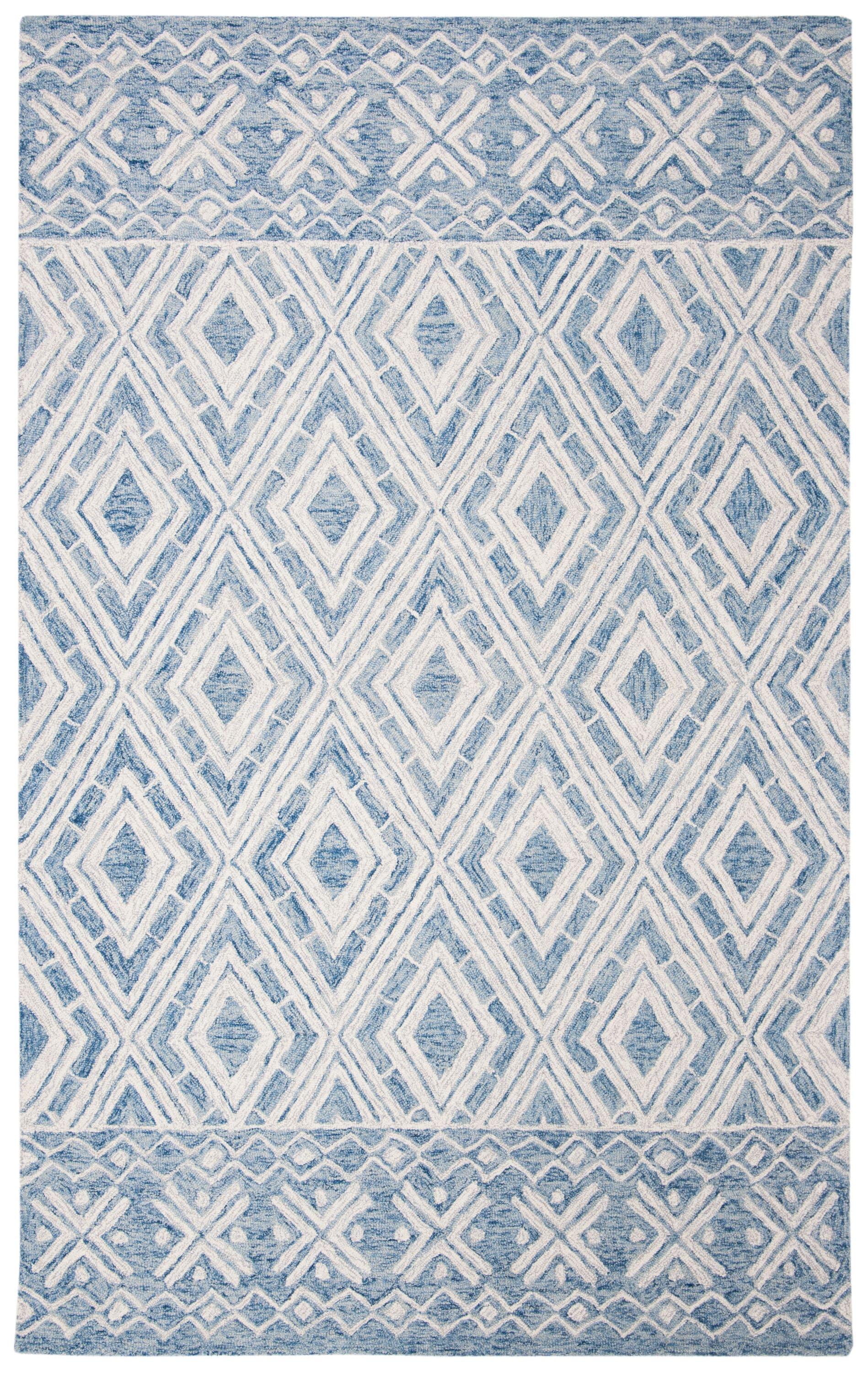Micro-Loop MLP646 Hand Tufted Indoor Area Rug - Blue/Ivory - 5'x8' - Safavieh