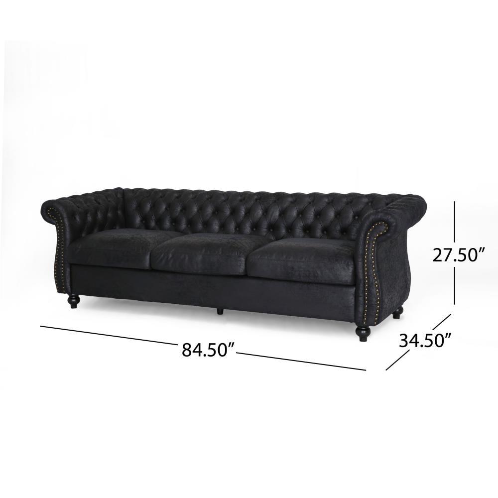 Somerville Chesterfield Sofa Black - Christopher Knight Home: Elegant Faux Leather, Nailhead Trim, Tufted Design