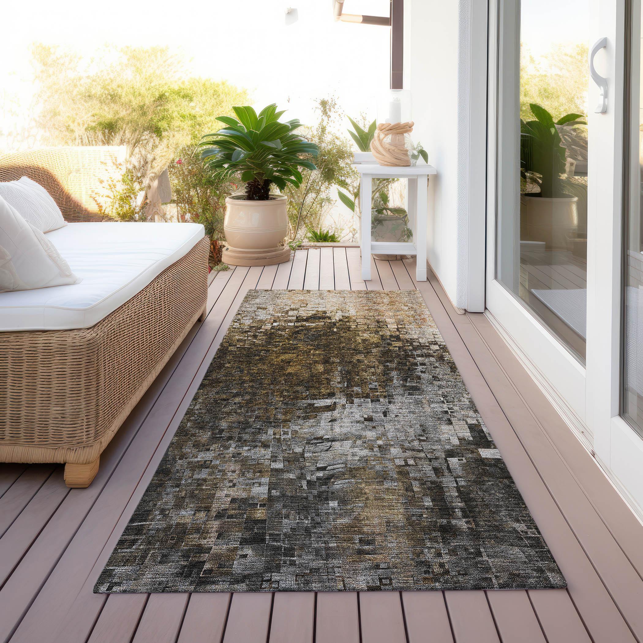 Brown Synthetic Flat Woven Non-Slip Runner Rug