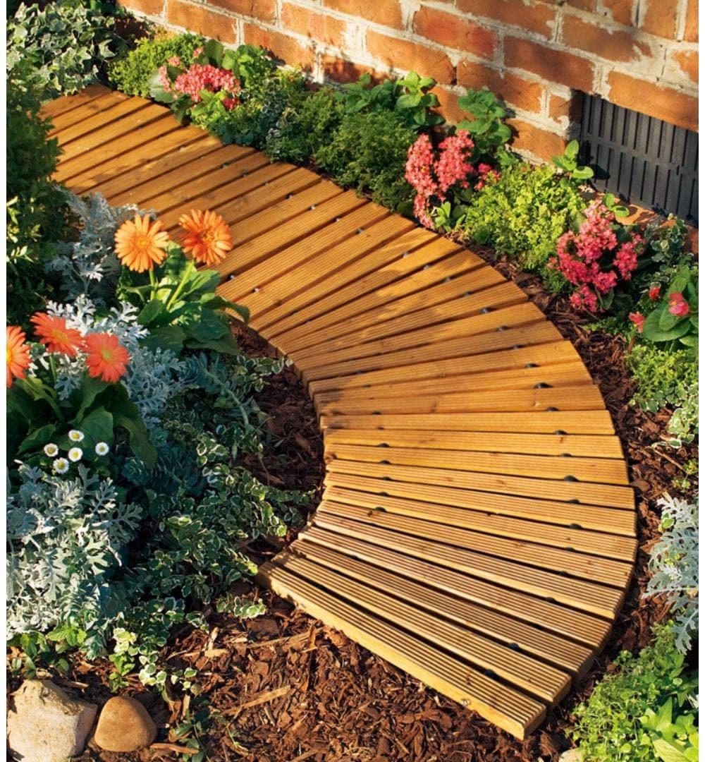 Plow & Hearth 4'L Roll-Out Curved Hardwood Pathway