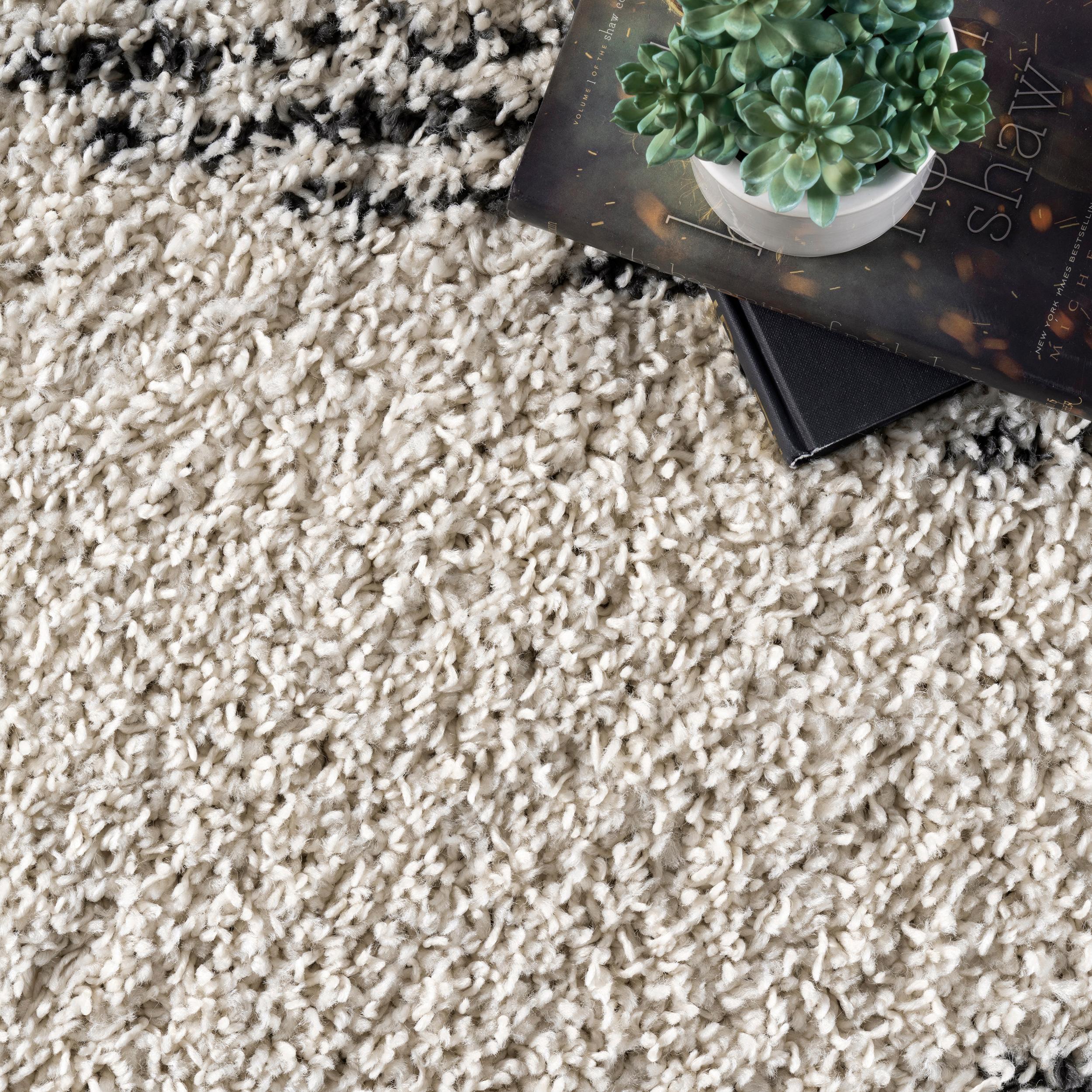 Nuloom Bria Trellis 4 Round Accent Shag Indoor Area Rug for Living Room Bedroom Dining Room Nursery Entryway, Off White/Charcoal
