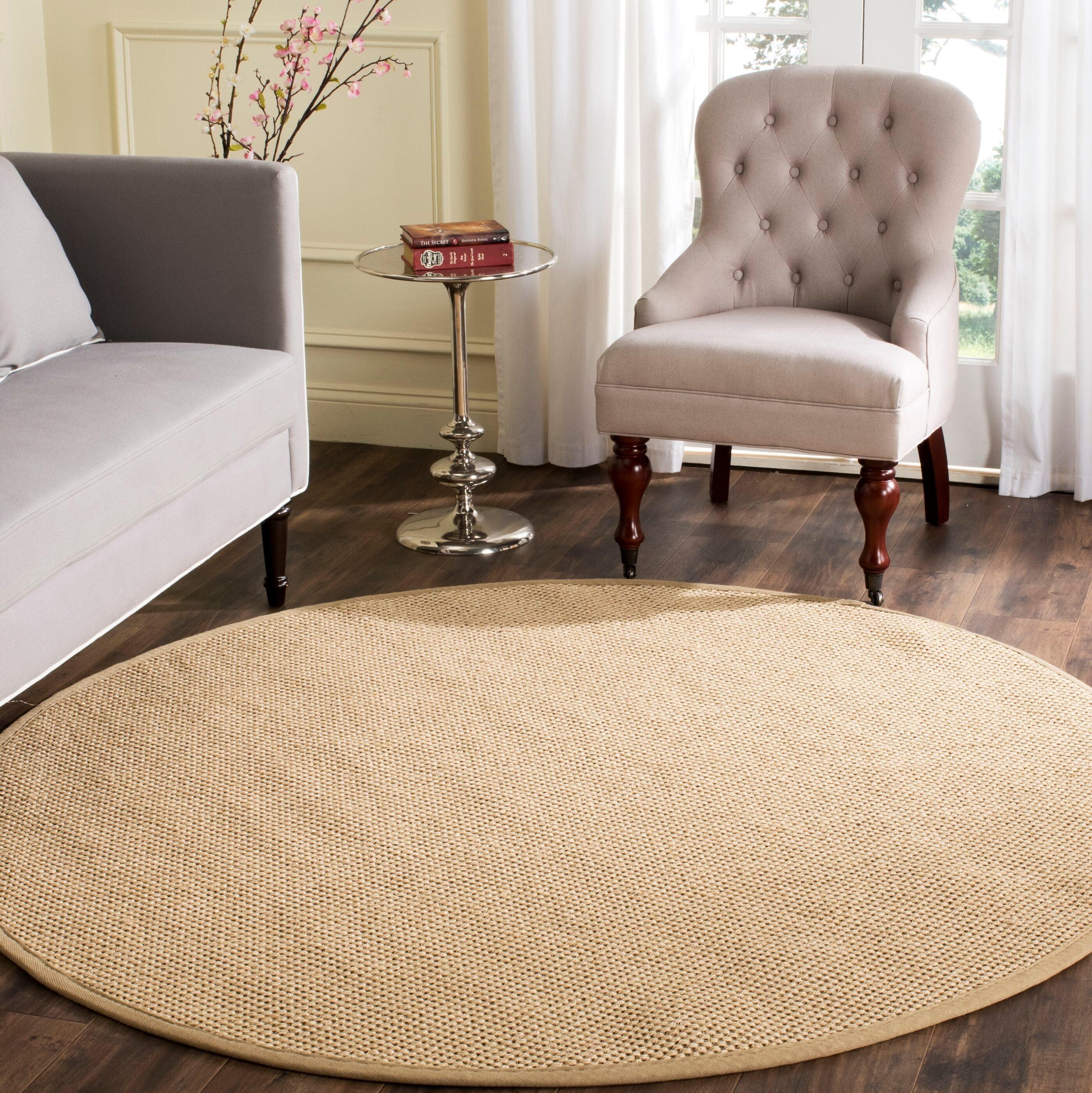 Natural Fiber NF141 Power Loomed Indoor Area Rug - Maize/Linen - 4' Round - Safavieh.