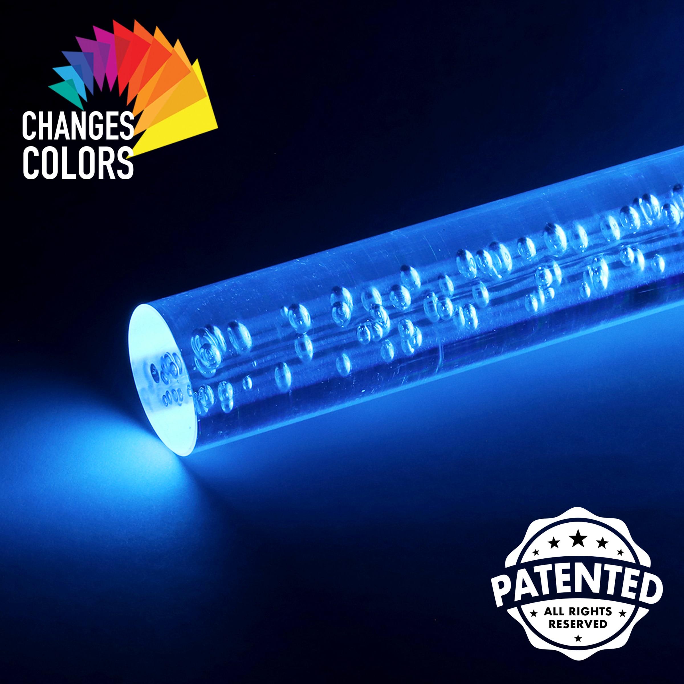 Exhart Two Color Changing Bubble Cylinder  Solar Powered Garden Stakes, 2.5x34 inches, Plastic (Outdoor Pathway Landscape Night Lights, For Home Garden, Patio, Yard, Home Decoration), Clear