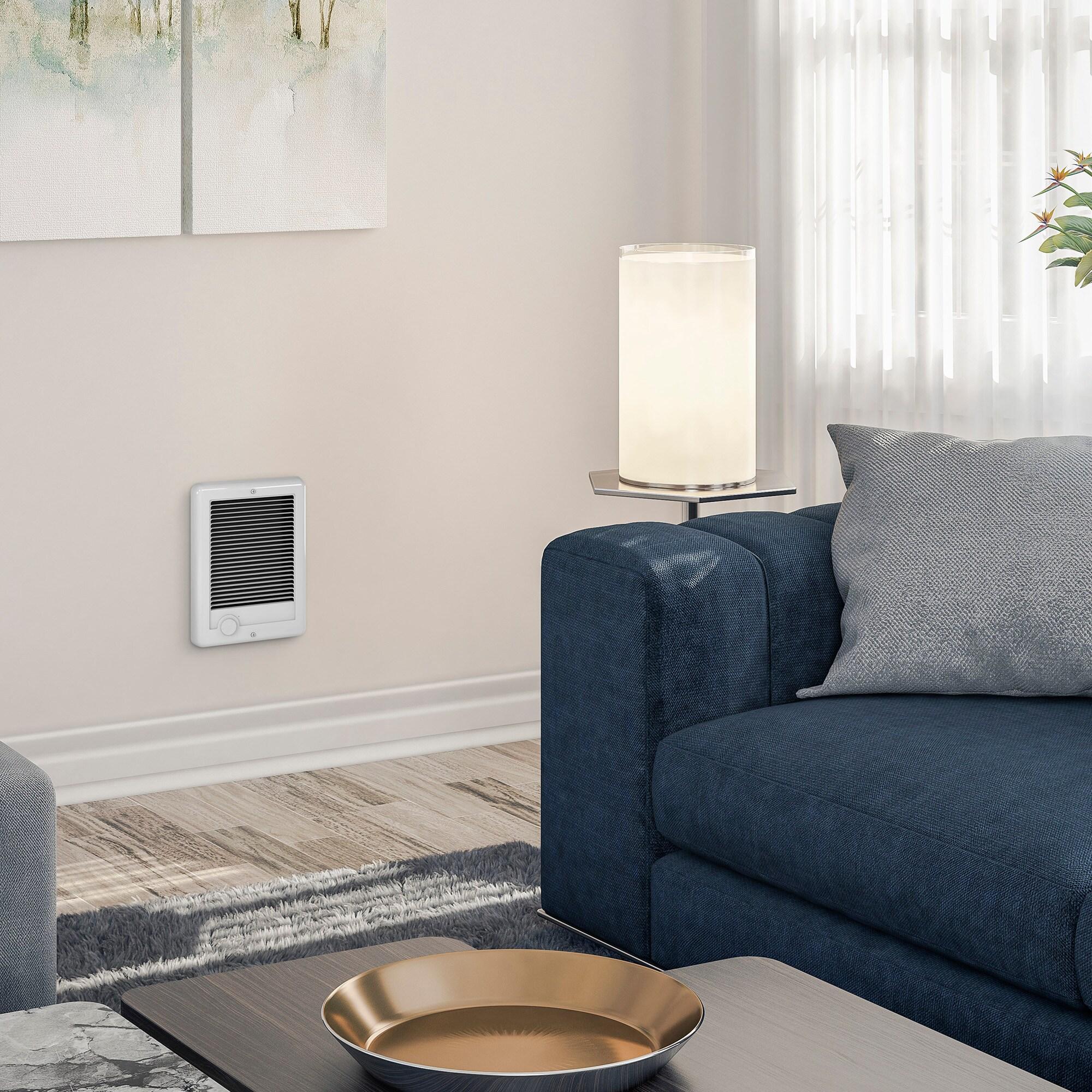 White 1500W Electric Wall Heater with Thermostat and Automatic Shut-off