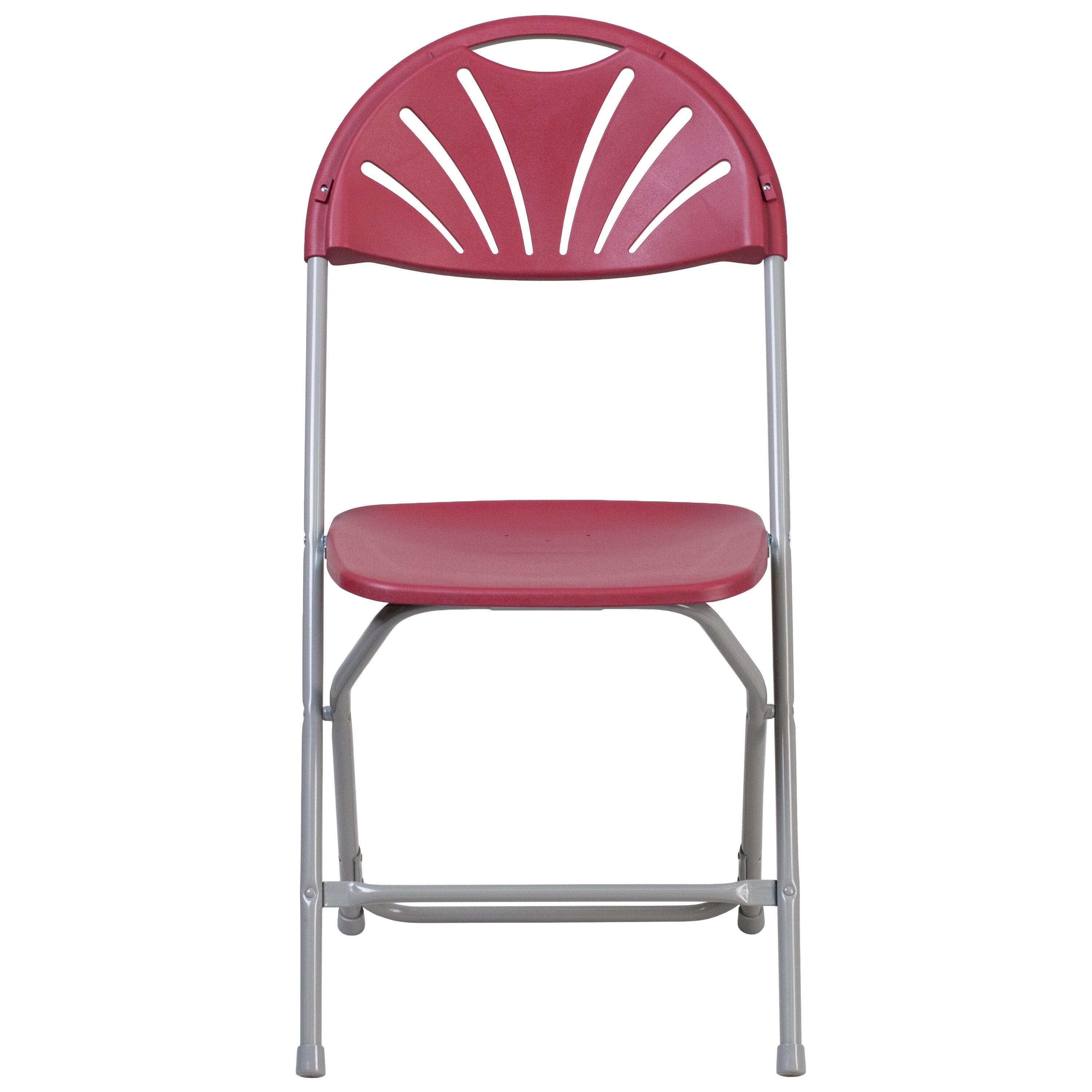 Flash Furniture 2 Pack HERCULES Series 650 lb. Capacity Burgundy Plastic Fan Back Folding Chair