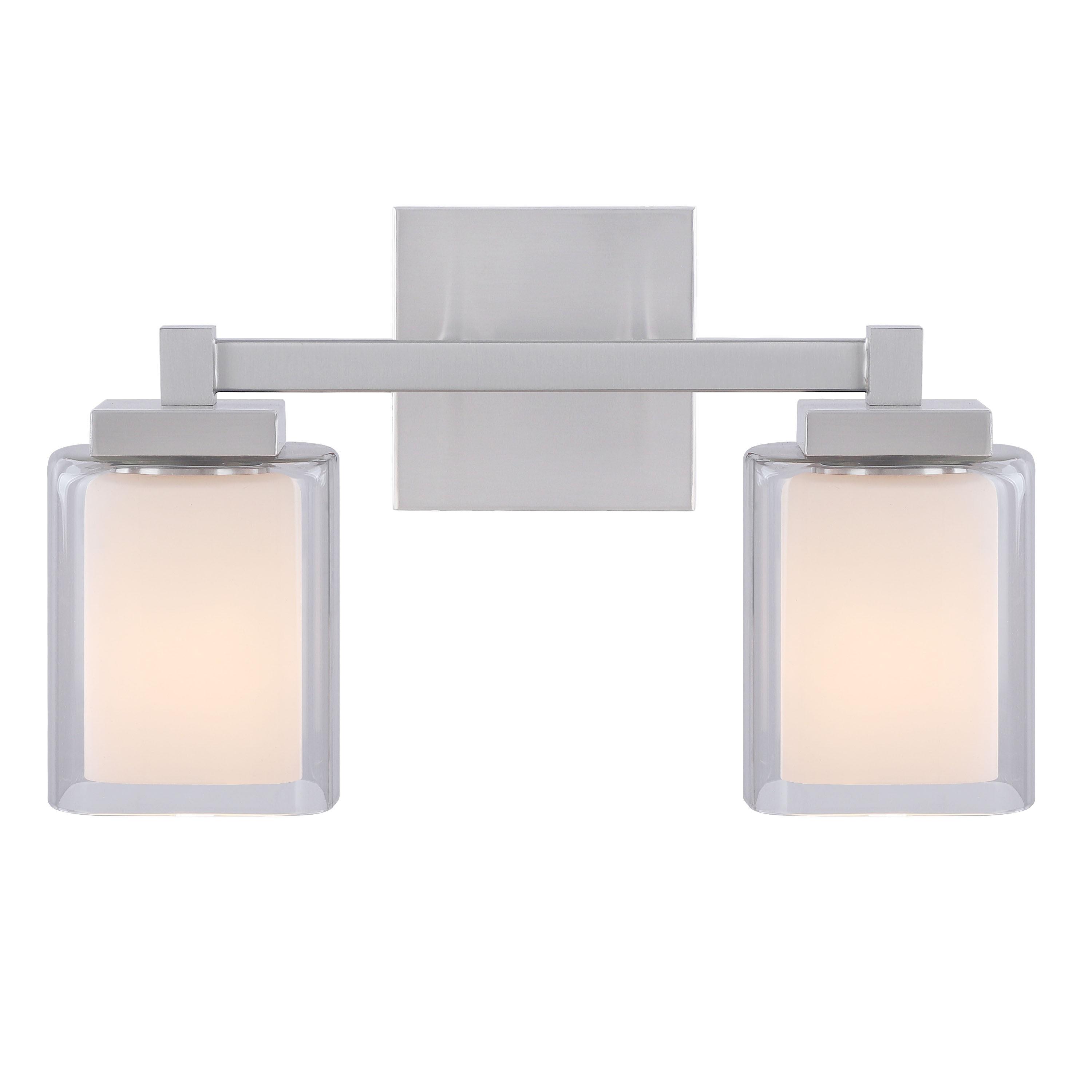 15" Satin Nickel 2-Light Vanity with Clear Glass Shades