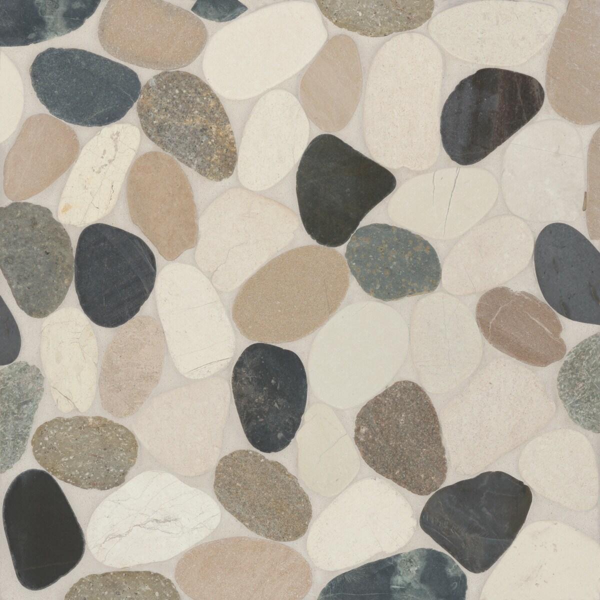 Bedrosians Waterbrook 12" x 12" Natural Stone Pebbles Wall & Floor Tile in Malaga Bay