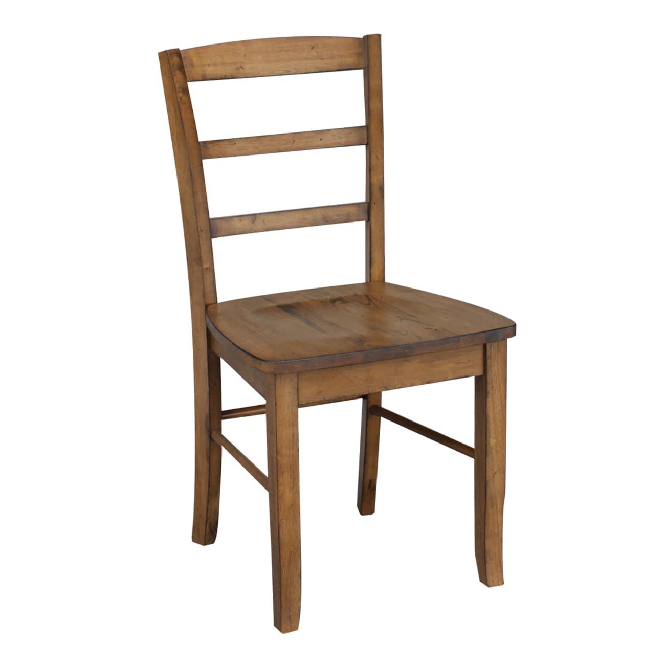 Set of 2 Madrid Ladderback Chairs Pecan - International Concepts: Solid Wood, Armless, Kitchen Seating