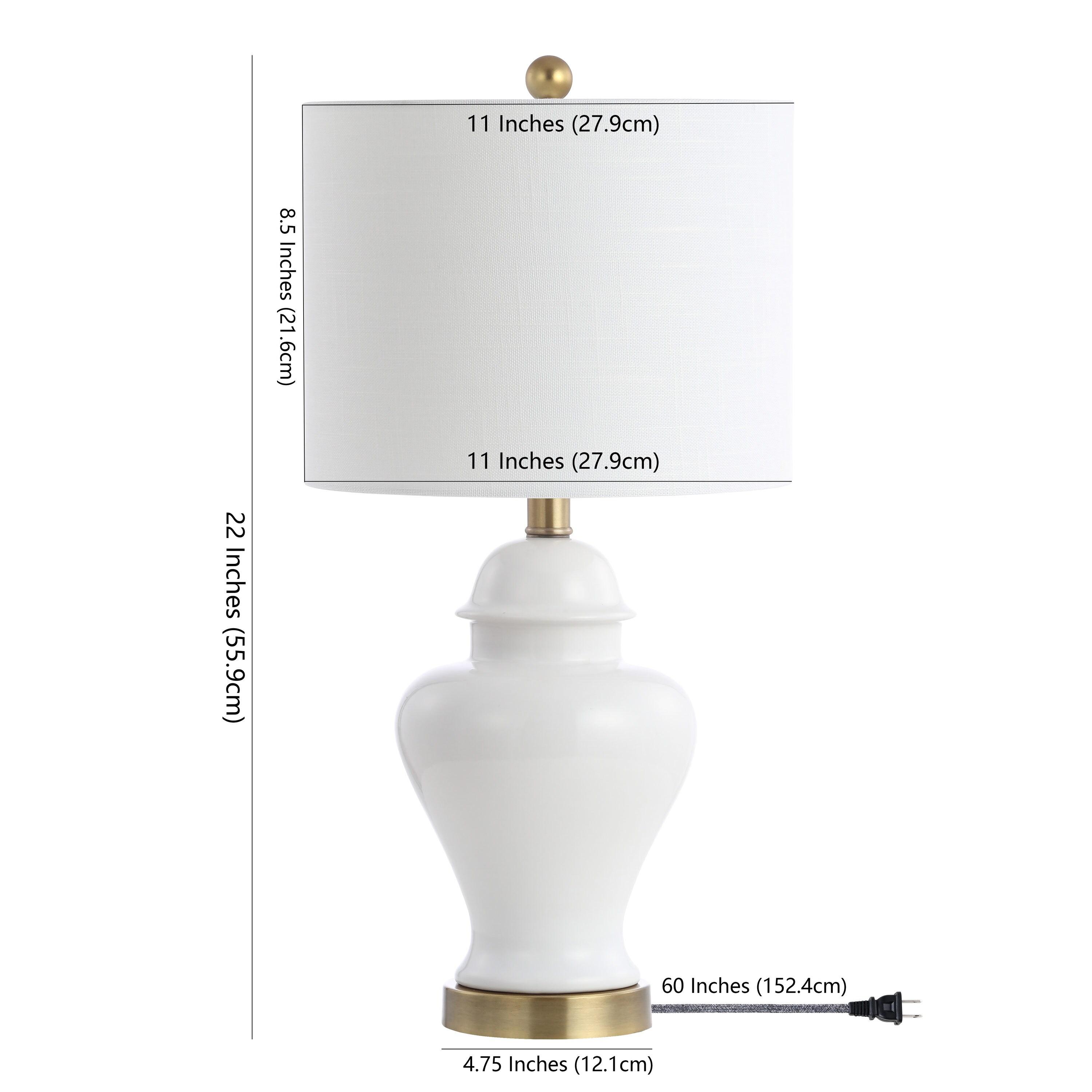 Qin 22 in. Ceramic/Iron Classic Cottage LED Table Lamp Set of 2, White