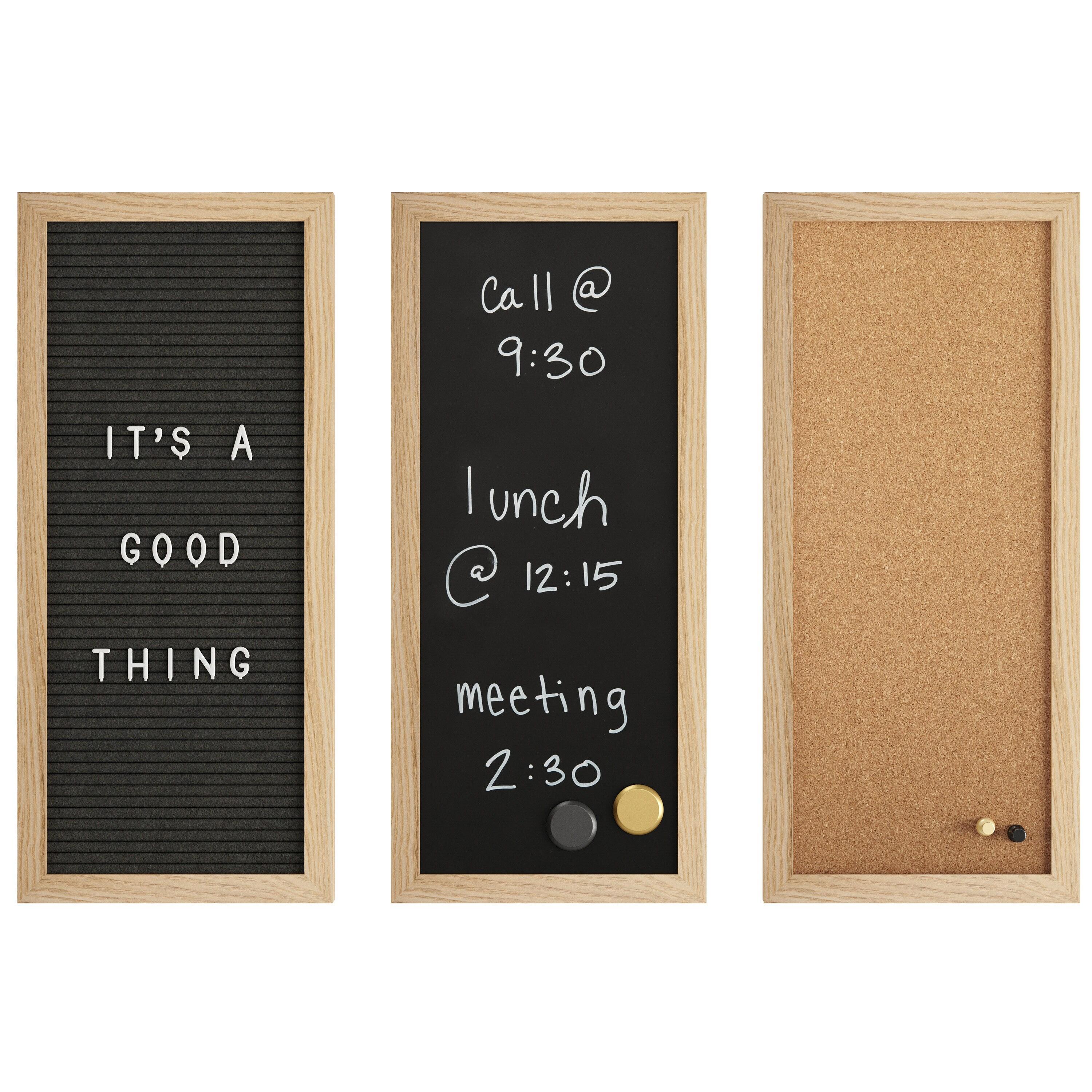 Martha Stewart Thomas Martha Stewart Cork Board, Chalk Board, Letter Board Set with Included Push Pins, Magnets, Liquid Chalk