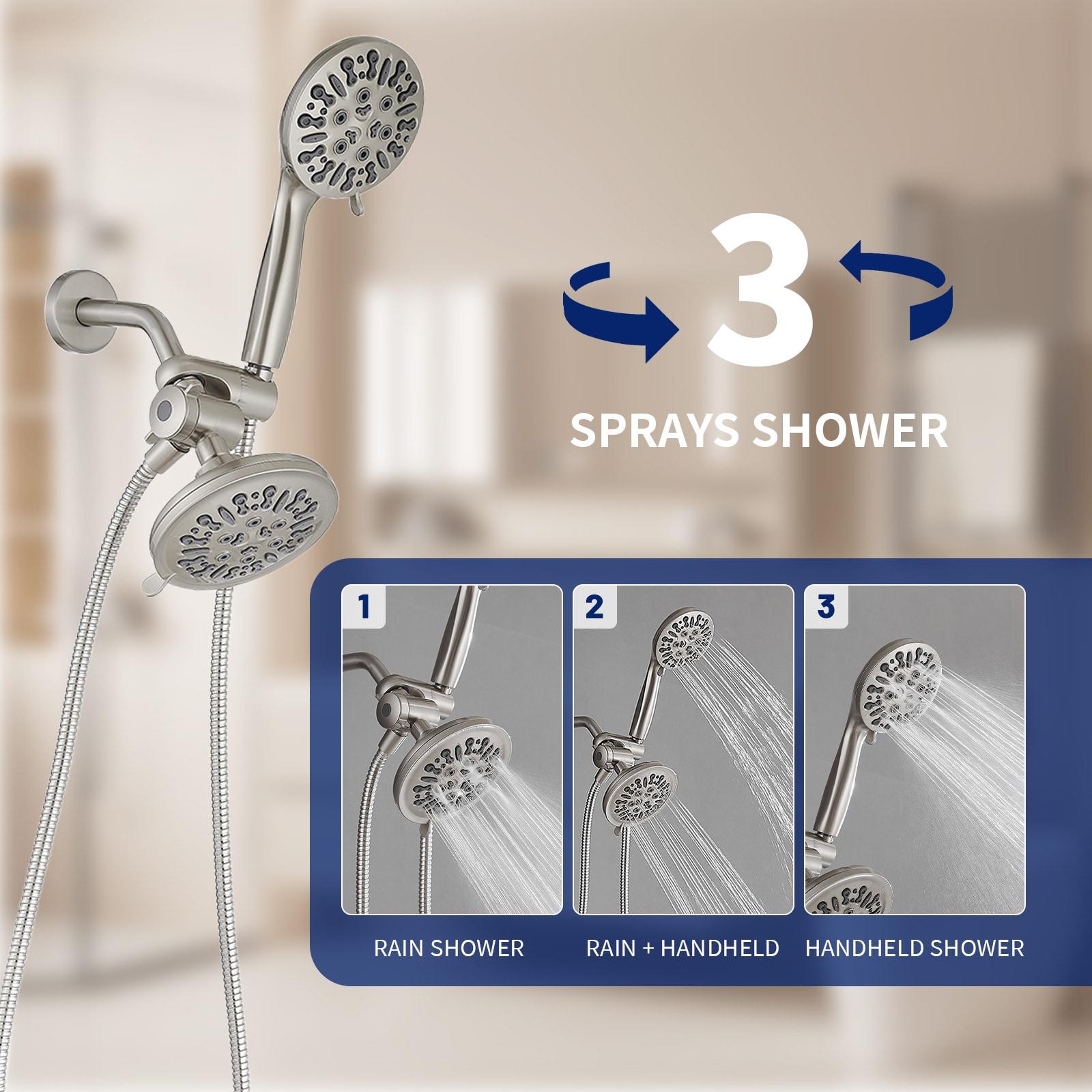 Single Handle 1-Spray Round Rain Shower Faucet Combo Set with Dual Function Pressure Balance Valve