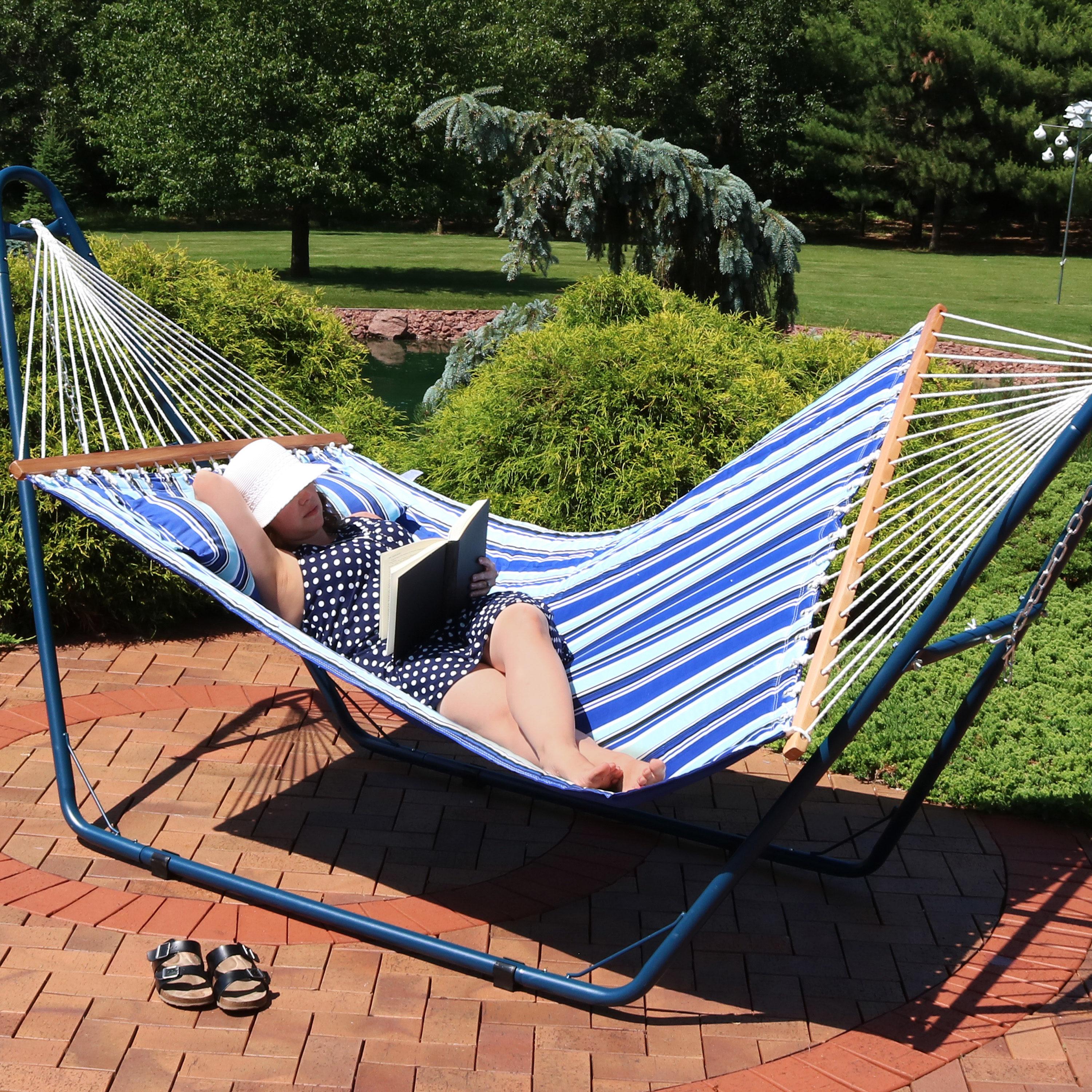 2-Person Quilted Polyester Spreader Bar Hammock