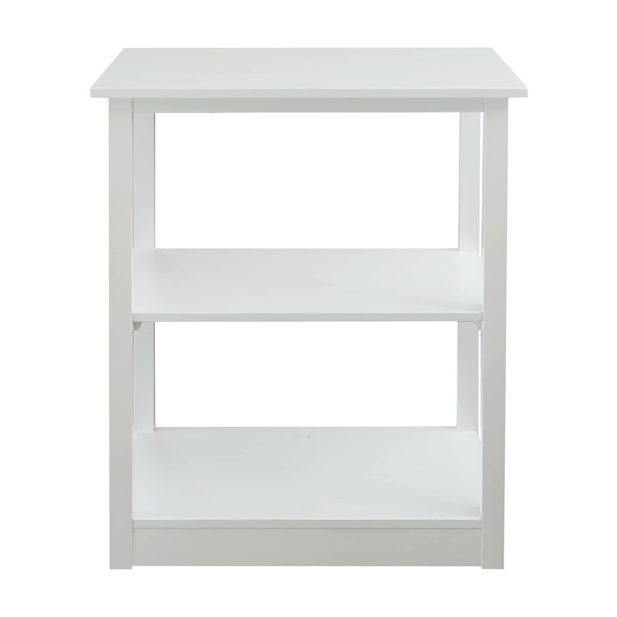 Casual Home  Adams 3-Shelf Bookcase with Concealed Sliding Track, Concealment Furniture - White