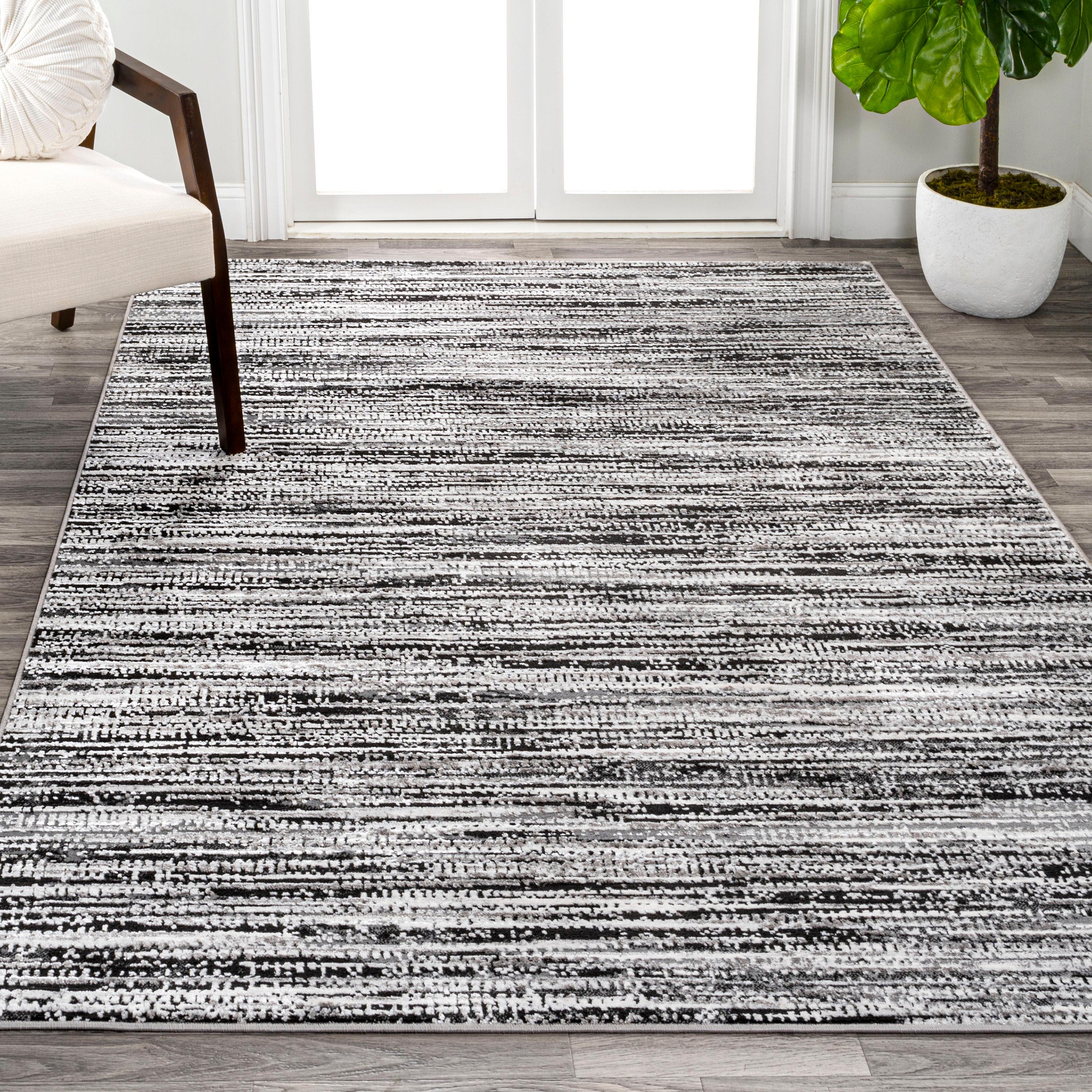 JONATHAN Y Loom Modern Strie'  Black/Gray 8 ft. x 10 ft. Area Rug