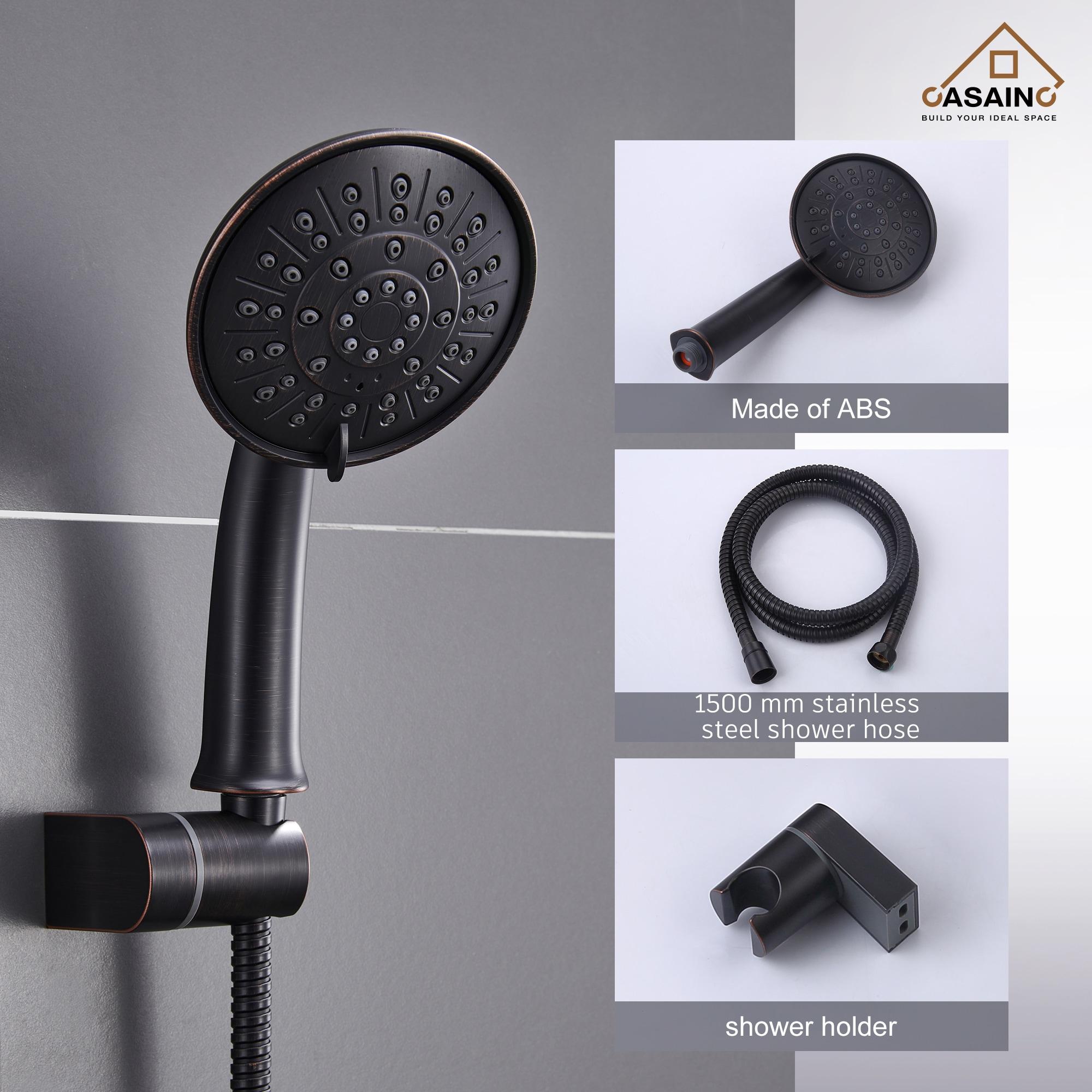 Retro Wall Mount 3 Funtions Rainfall Shower System with 3 Setting Handheld, Bath Spout, Rough-In Valve and Diverter