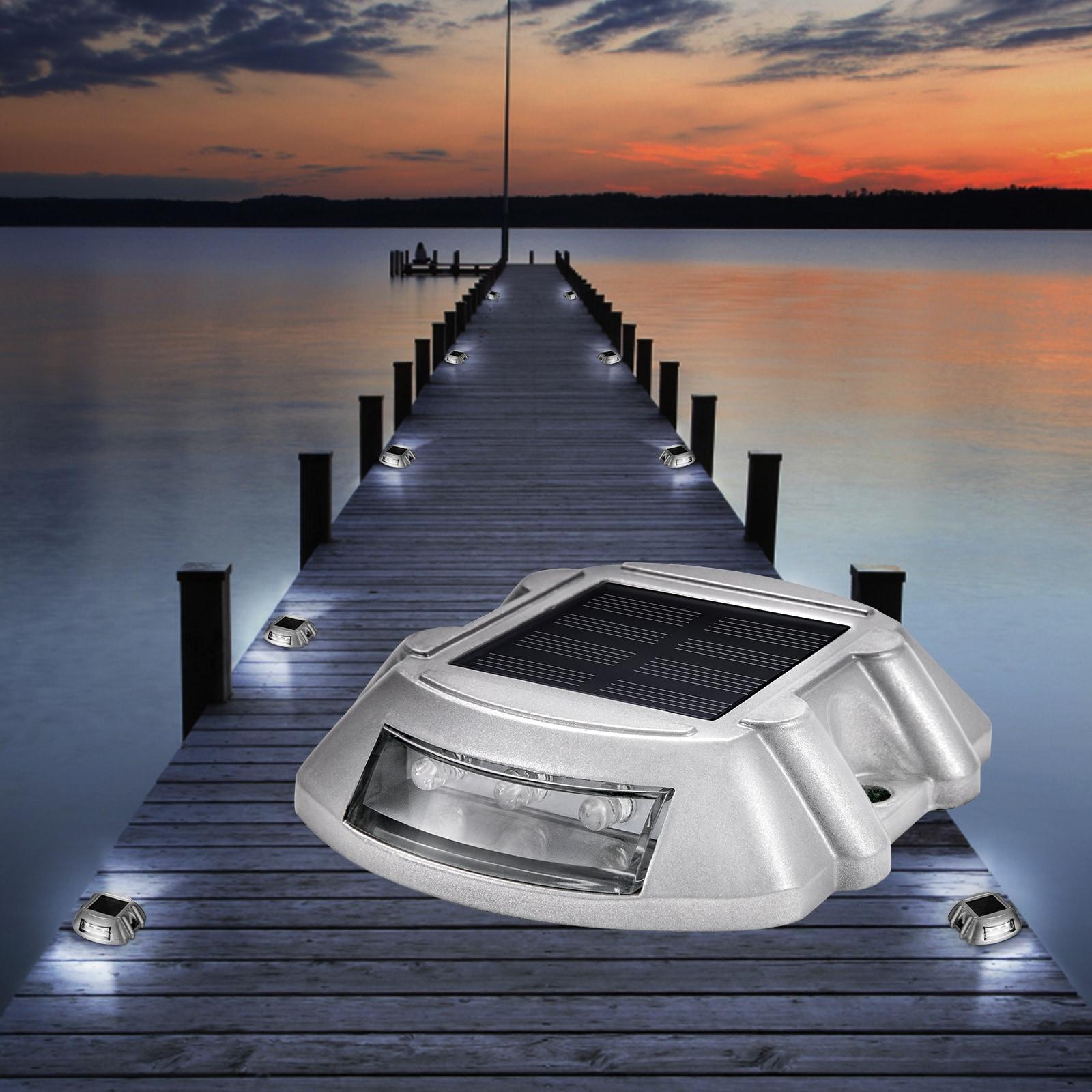 8-Pack Silver LED Solar Pathway Lights with Die-Cast Aluminum