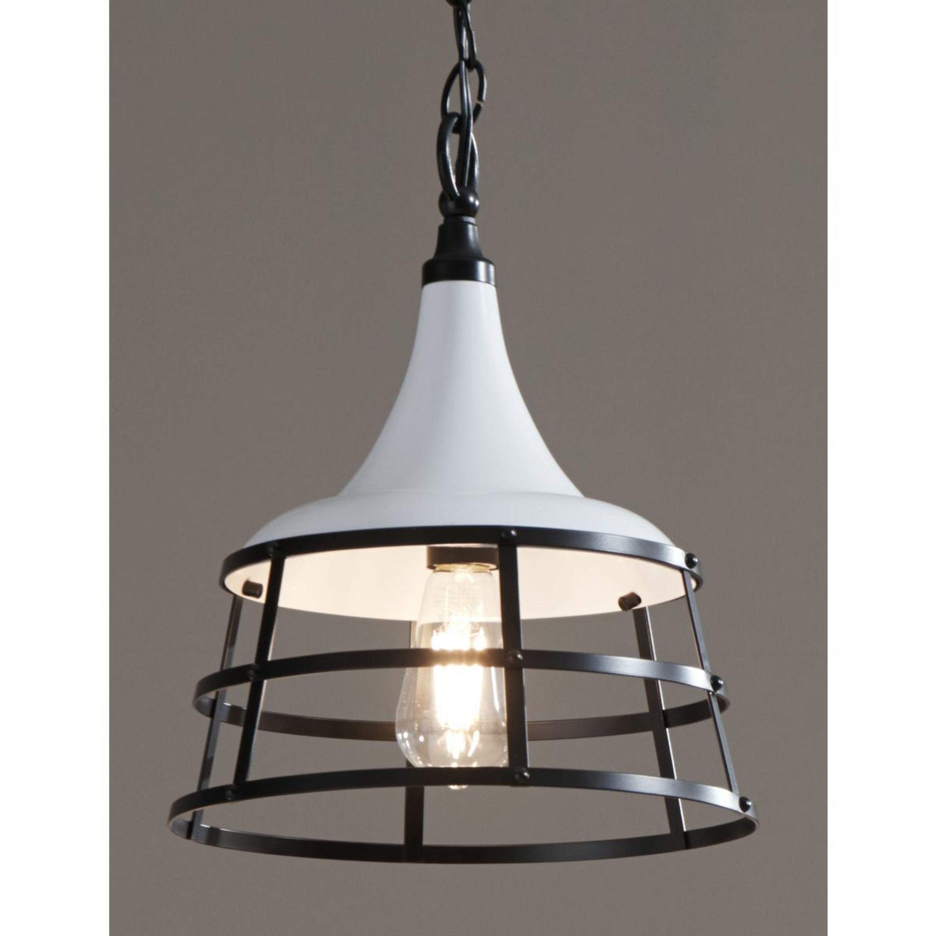 Progress Lighting Bastille Collection 1-Light Mini-Pendant, Steel, White Finish, Country Basket Shade