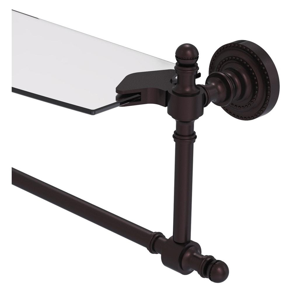 Retro Dot Collection Glass Vanity Shelf  with Integrated Towel Bar - Antique Bronze / 24 Inch