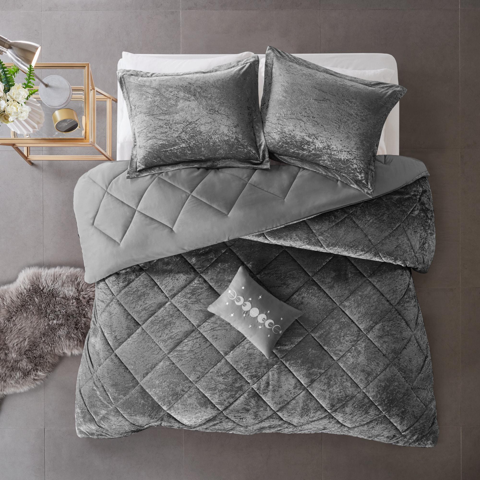 Felicia Crushed Velvet Comforter Set with Throw Pillow
