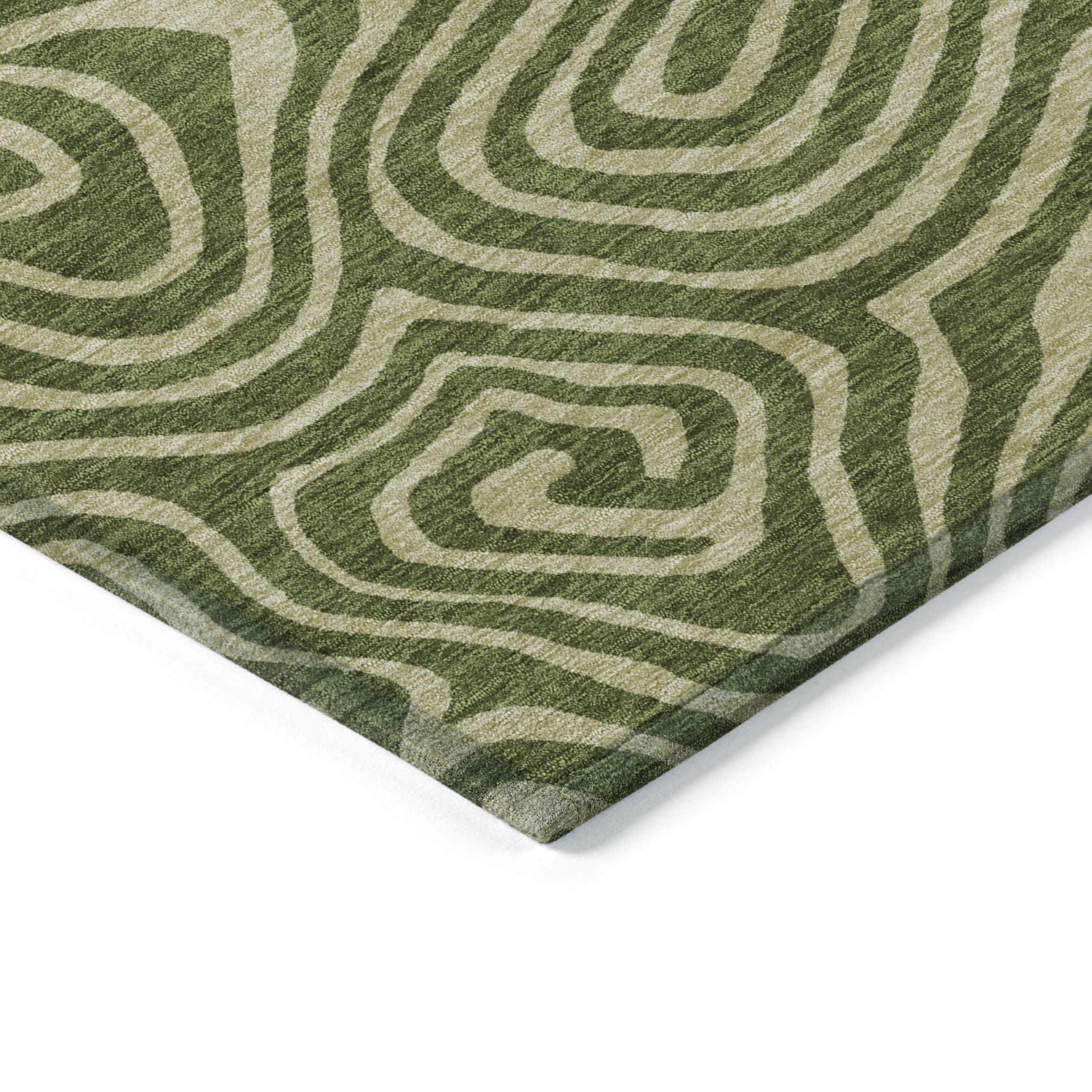 Machine Washable Indoor/Outdoor Chayden ACN1020 Olive Rug