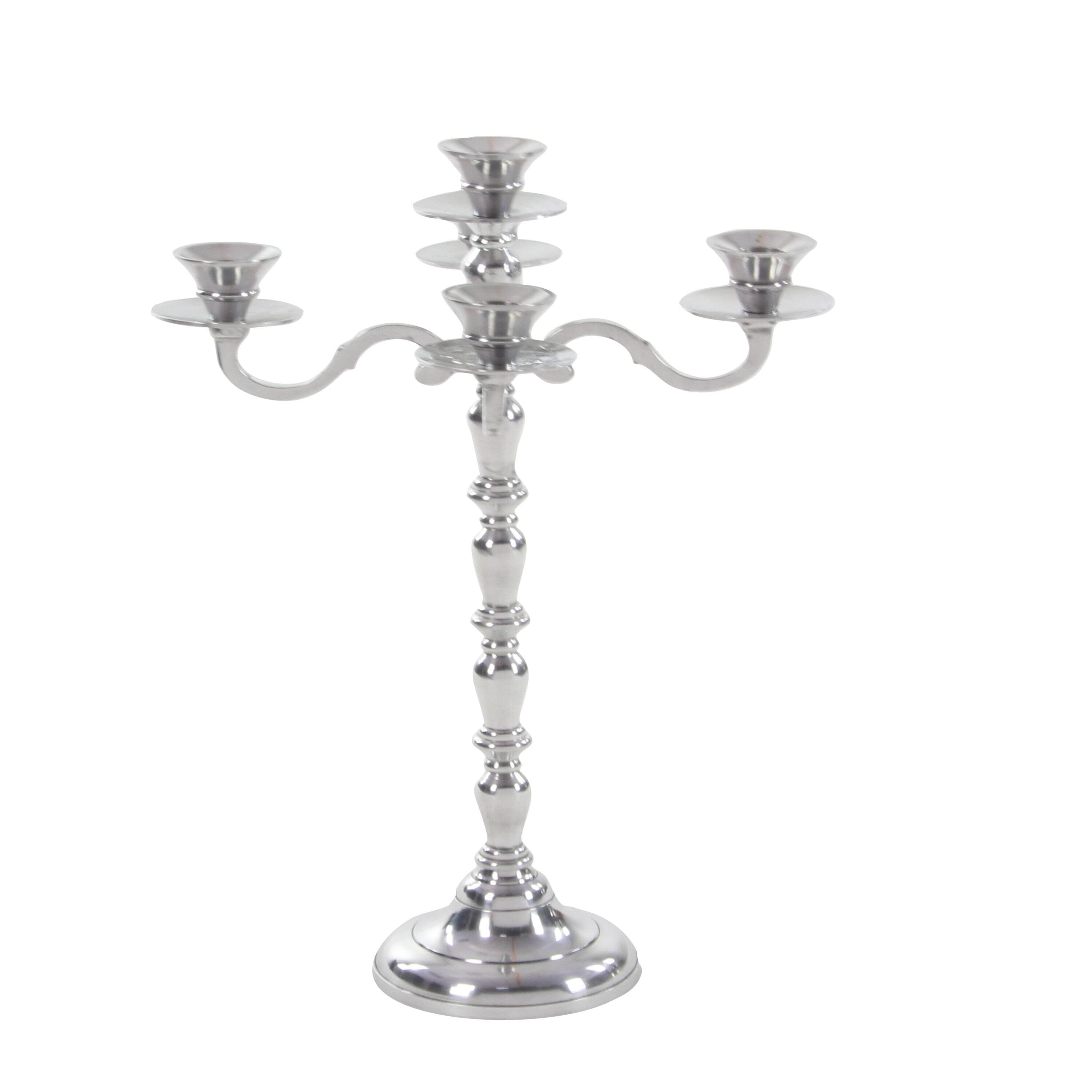 DecMode 5 Holder Silver Aluminum Metal Candelabra