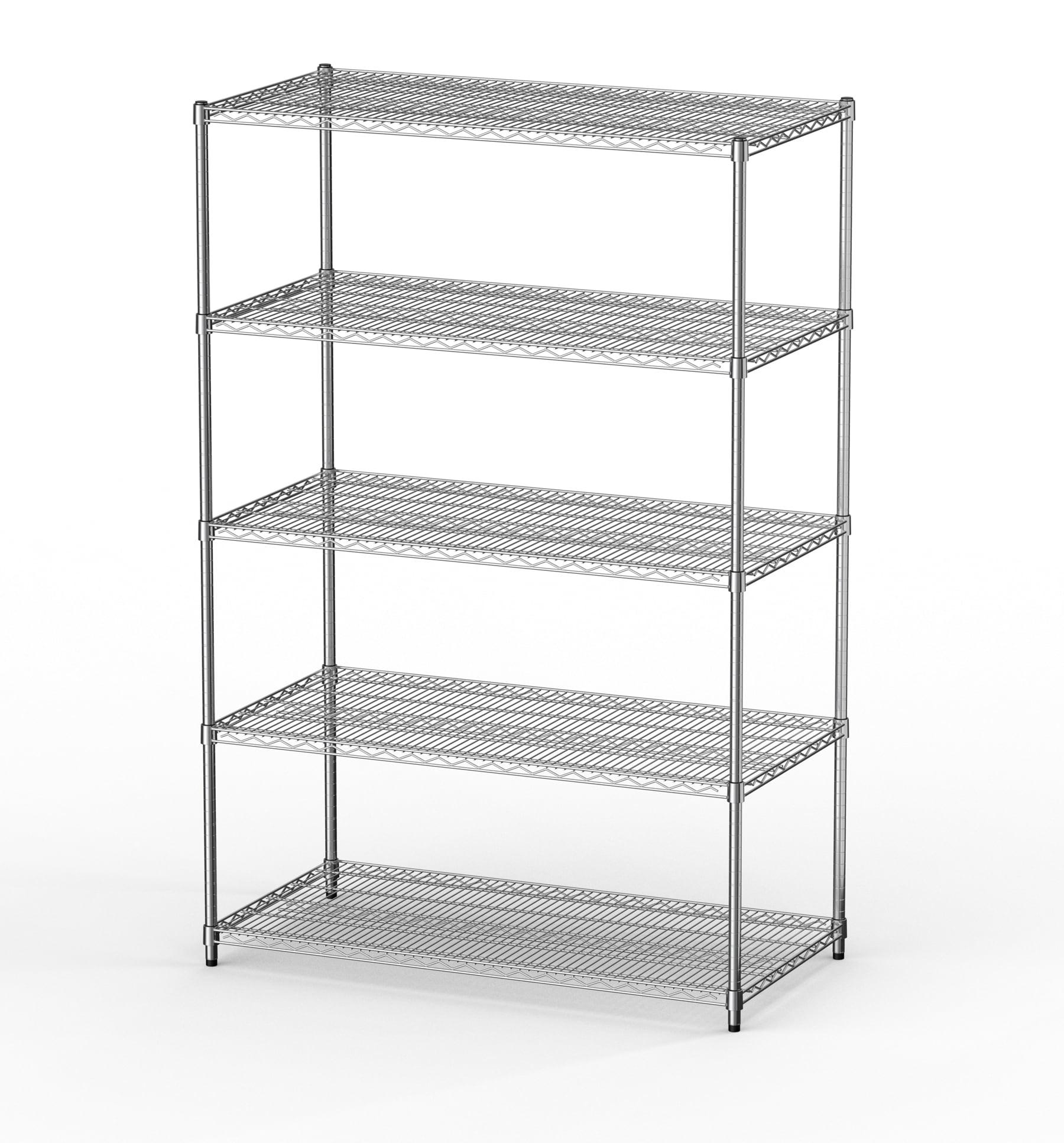 Everest Home Everest Wire Rack Heavy-Duty 5-Tier Utility Shelving Unit, 48 W x 24 D x 72 H, Chrome