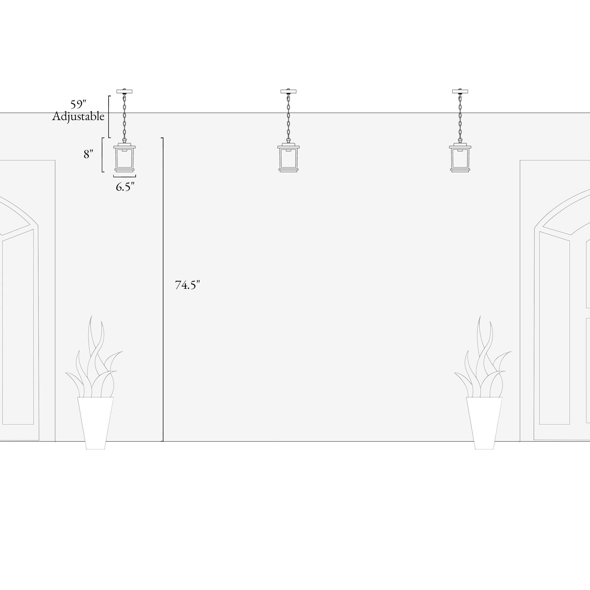 LNC 8" Square Cage Modern Outdoor Pendant Lamp Matte Black: Weather-Resistant, Glass Shade, E26