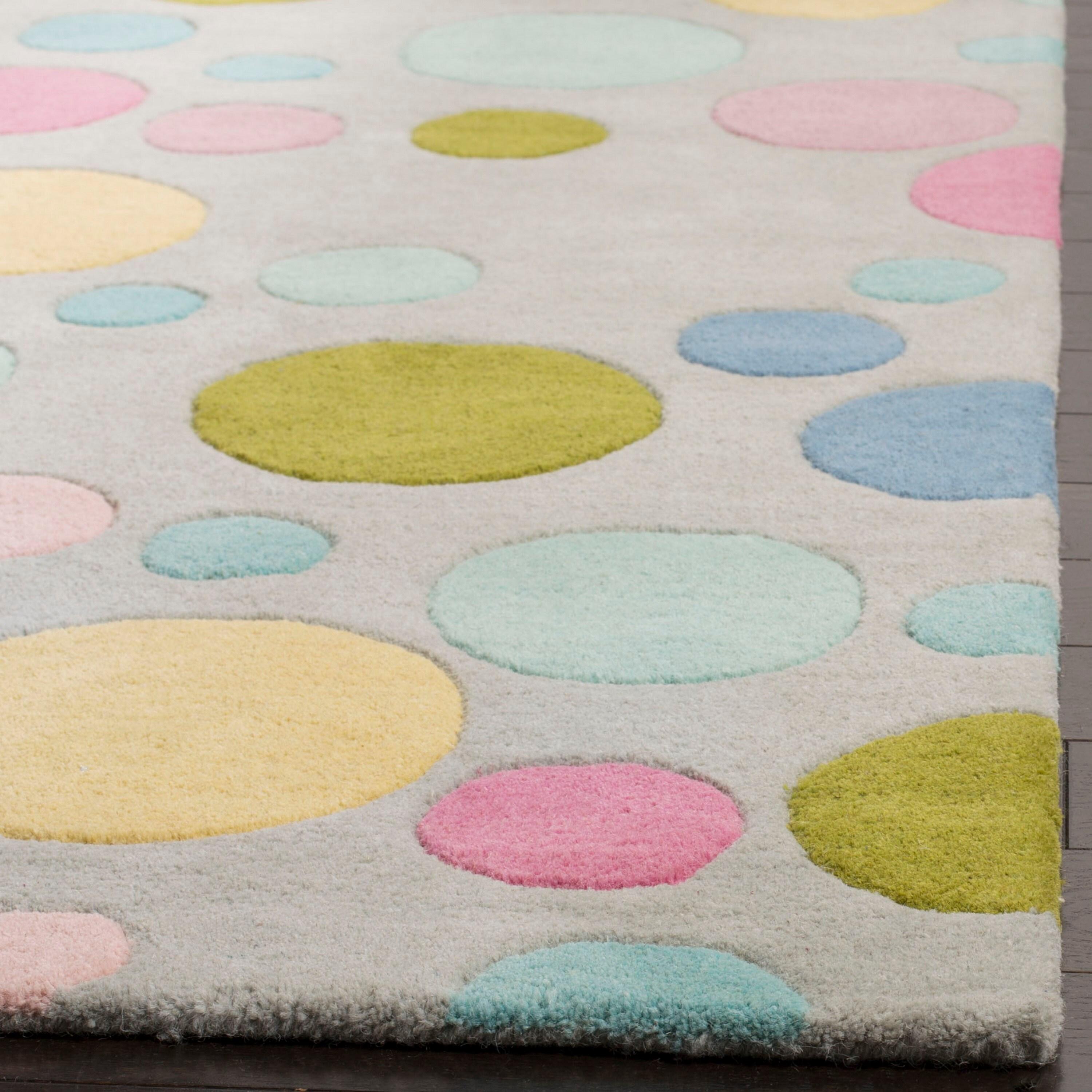 SAFAVIEH Soho Dots Polka Dots Wool Area Rug, Grey/Multi, 3'6" x 5'6"