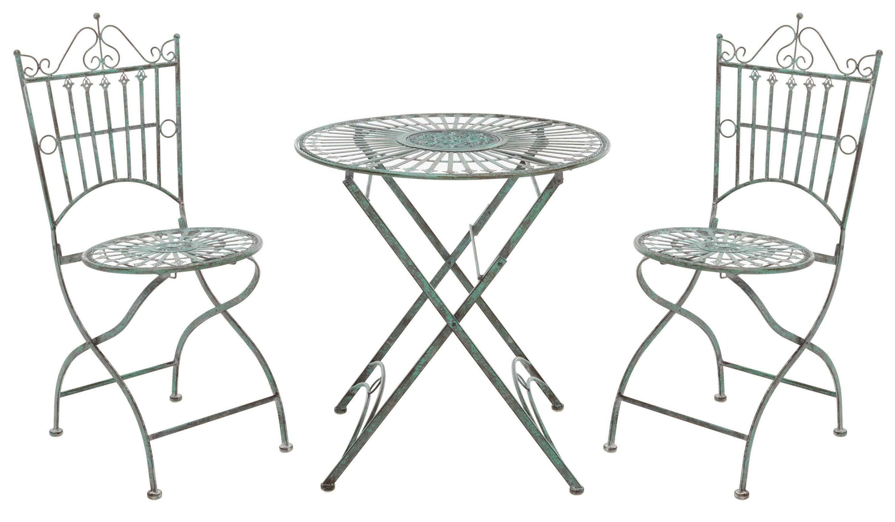 Belen Bistro Set, One Table And Two Chairs - Outdoor - PAT5020 - Antique Dark Green - Safavieh