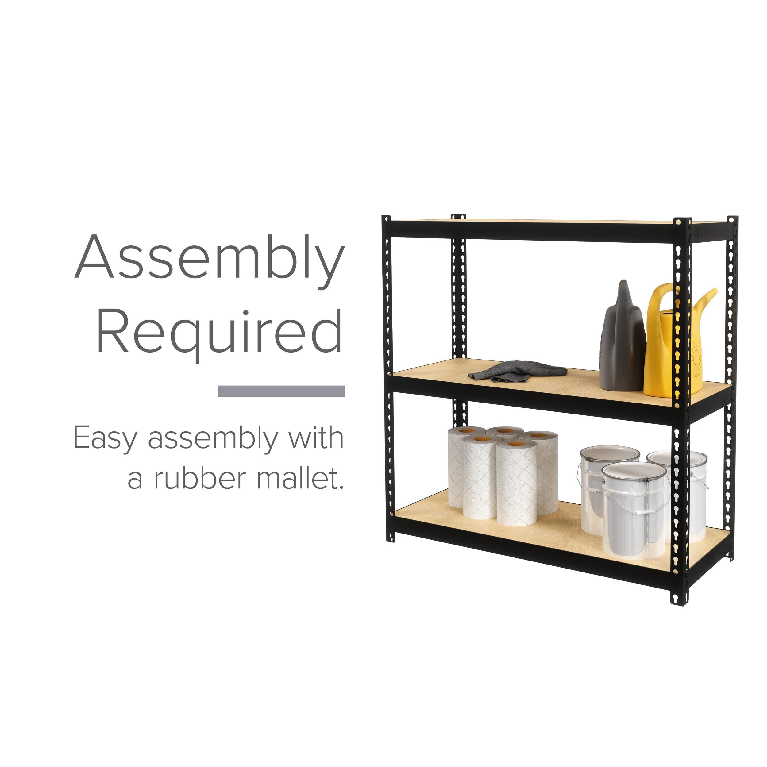 Space Solutions 1000 Riveted Metal Shelving 3-Shelf Unit 12D x 30W x 30H Black